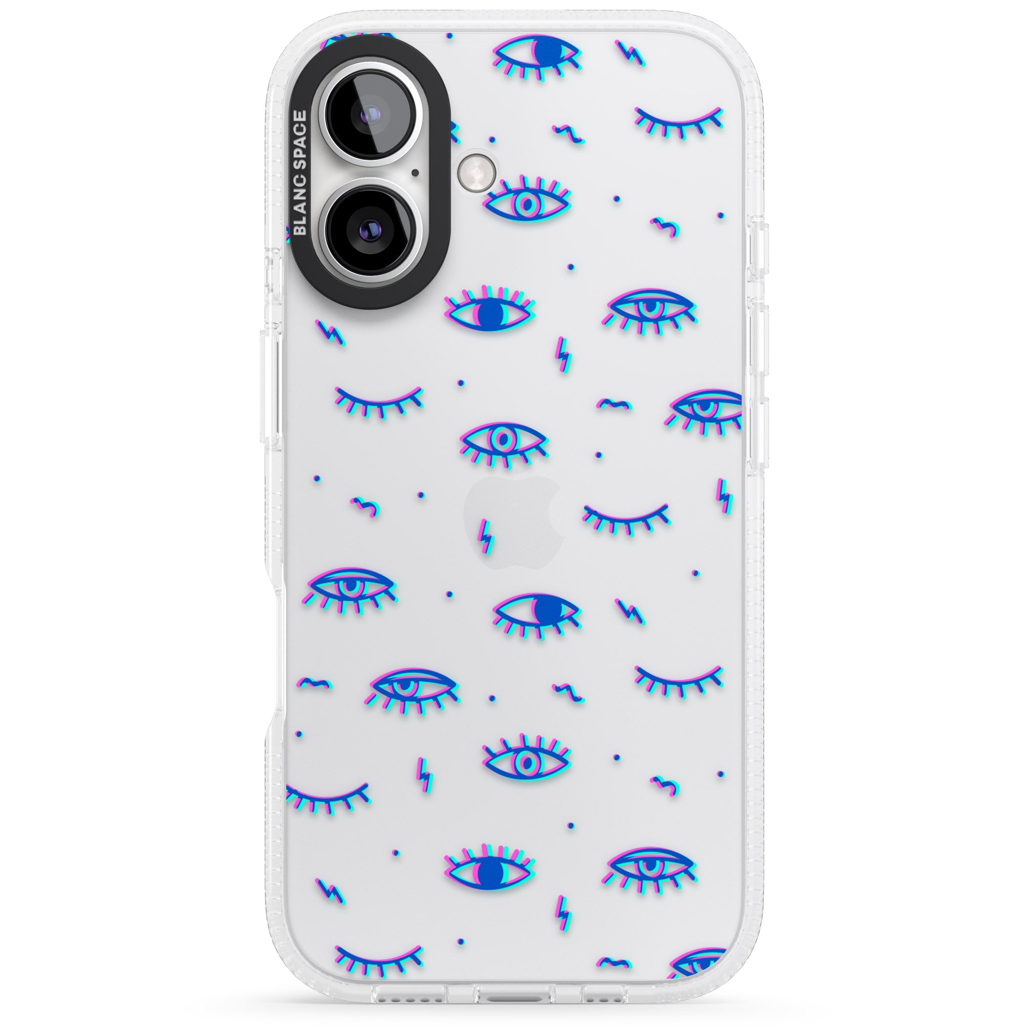 Duotone Psychedelic Eyes iPhone 16 / 16 Plus Clear Case Impact Air - Blanc Space