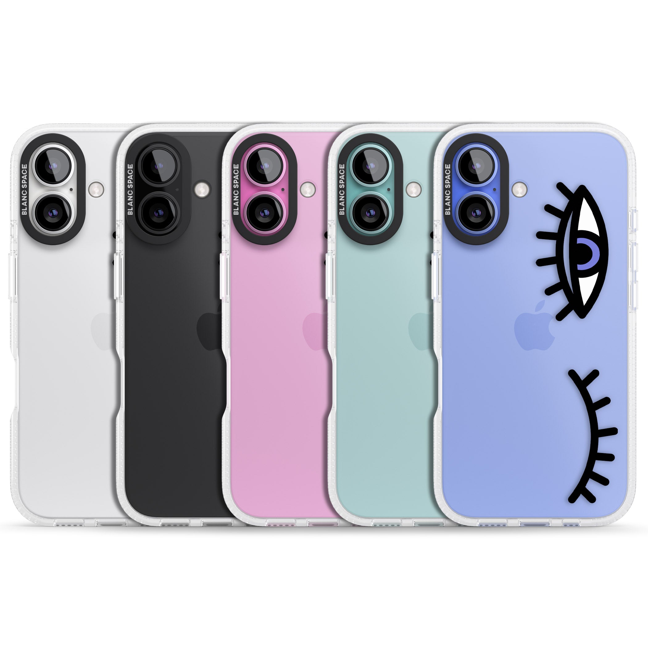 Winking Eyes Transparent Pattern iPhone 16 / 16 Plus Clear Case Impact Air - Blanc Space