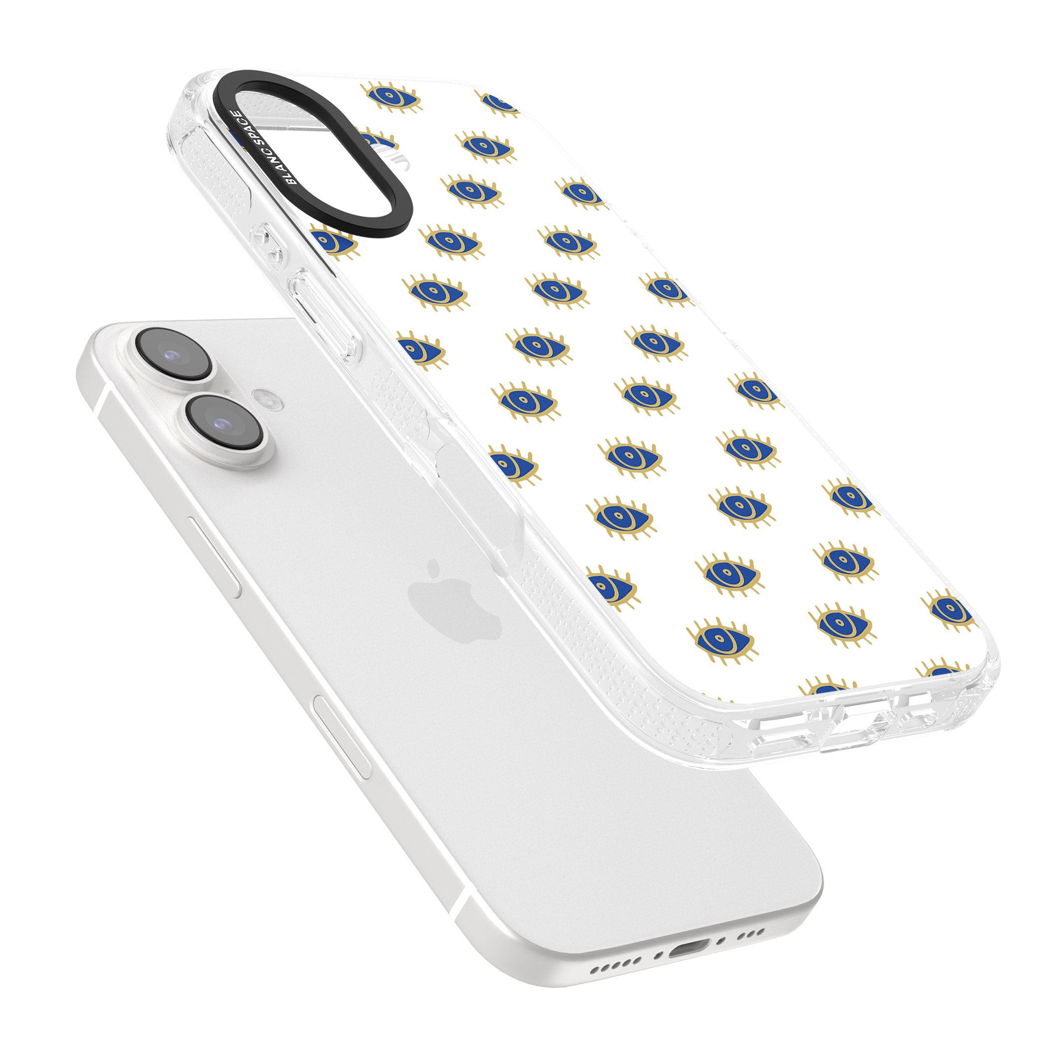 Gold Eyes Psychedelic Eyes Pattern iPhone 16 / 16 Plus Clear Case Impact Air - Blanc Space