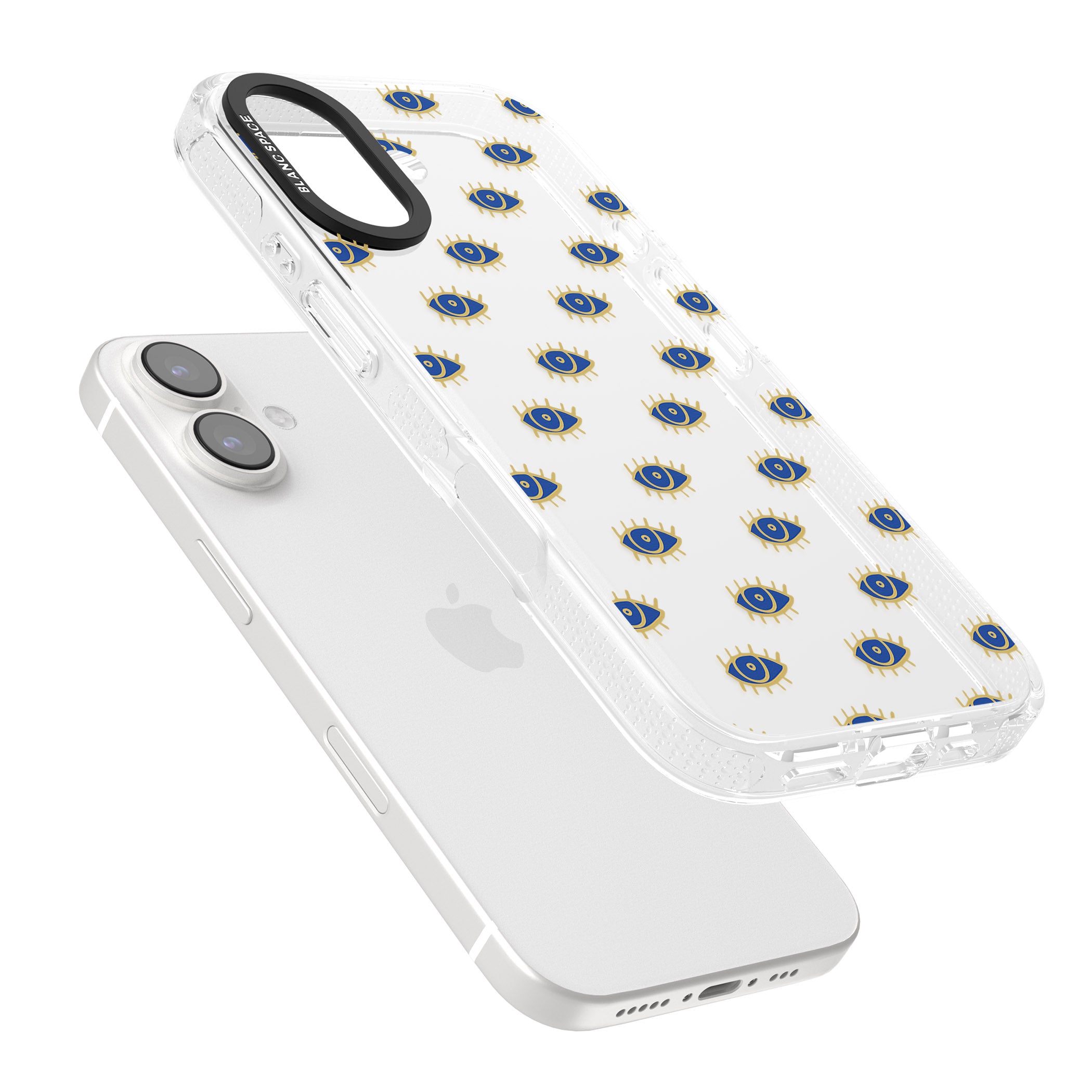 Gold Eyes (Clear) Psychedelic Eyes Pattern iPhone 16 / 16 Plus Clear Case Impact Air - Blanc Space
