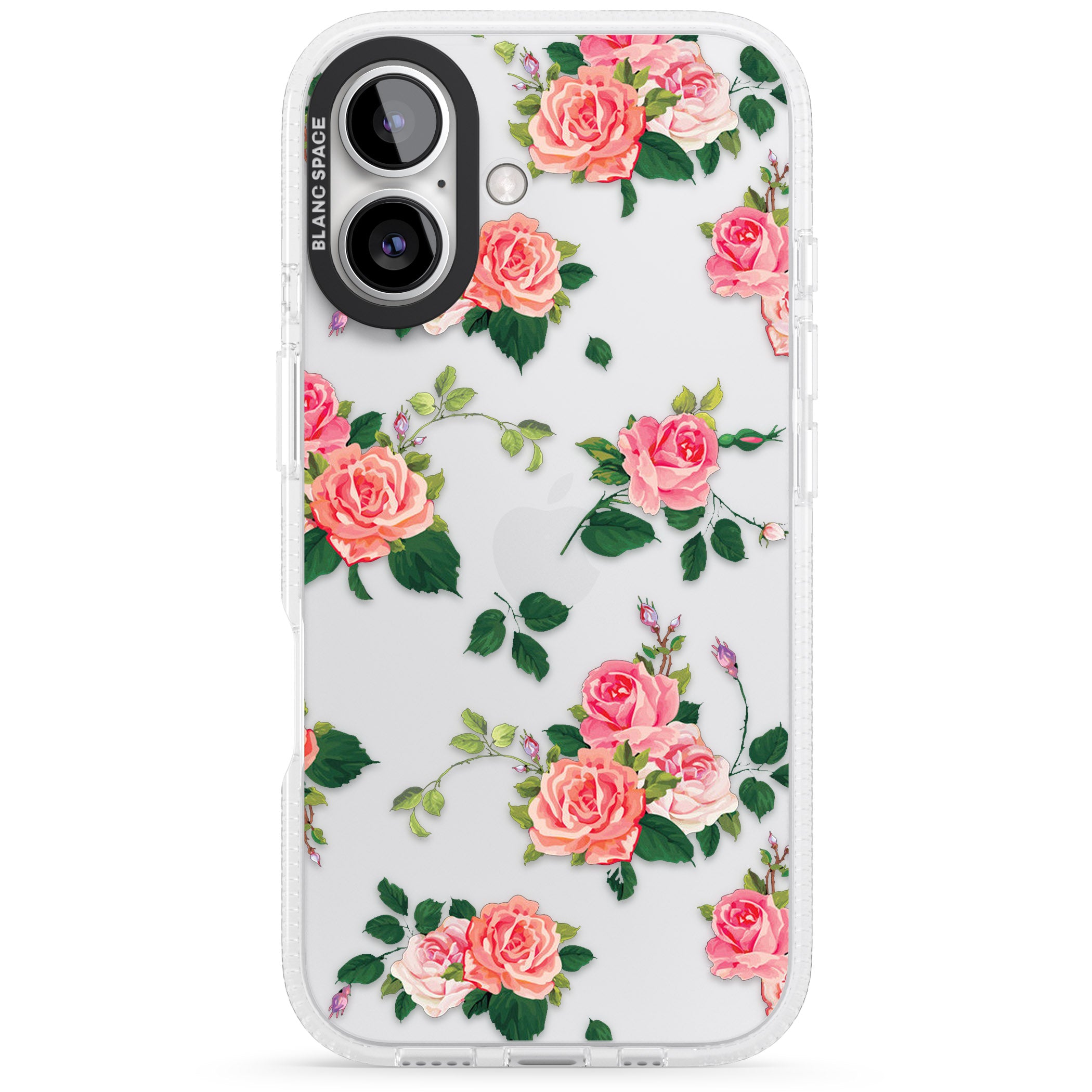 Pink Roses iPhone 16 / 16 Plus Clear Case Impact Air - Blanc Space