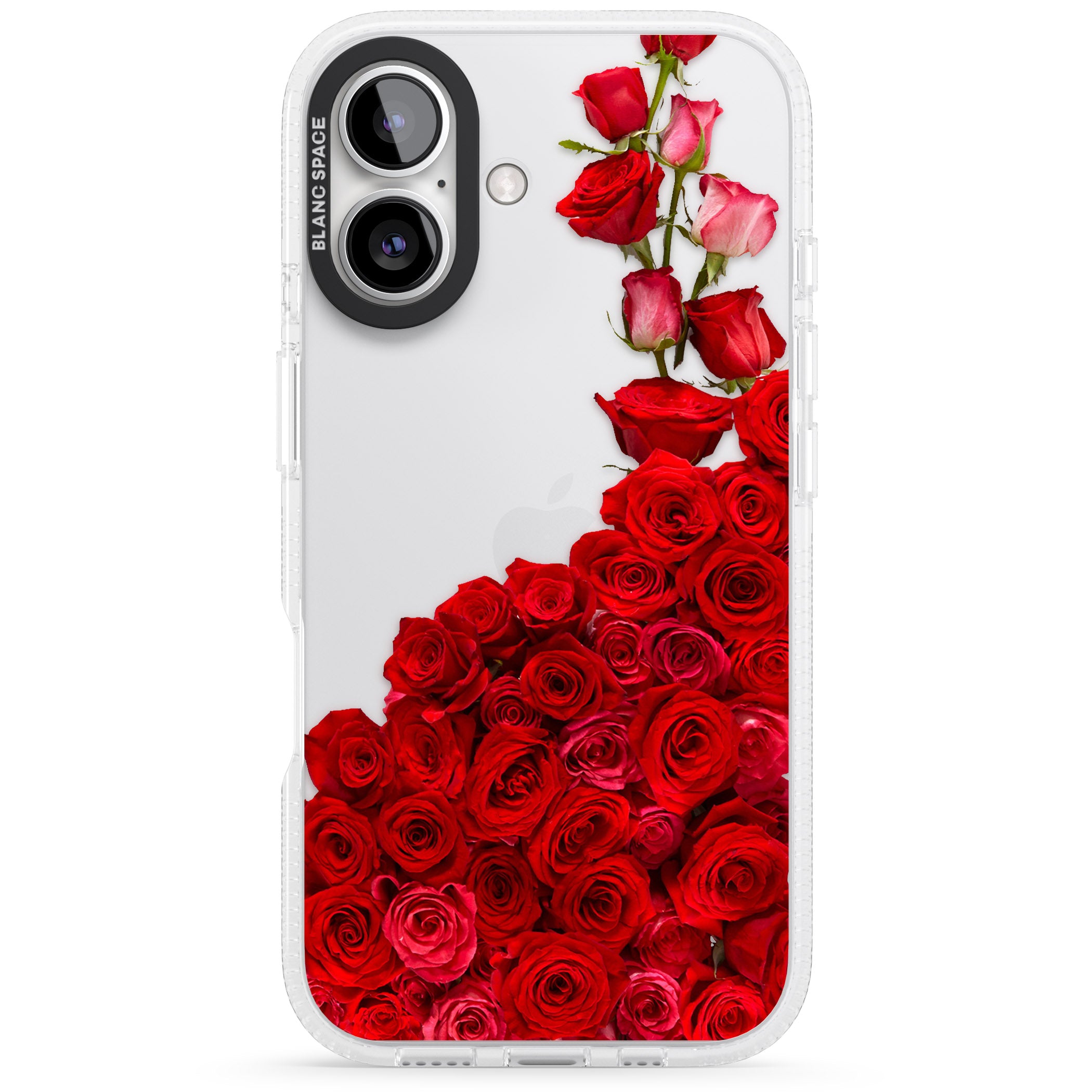 Floral Roses iPhone 16 / 16 Plus Clear Case Impact Air - Blanc Space