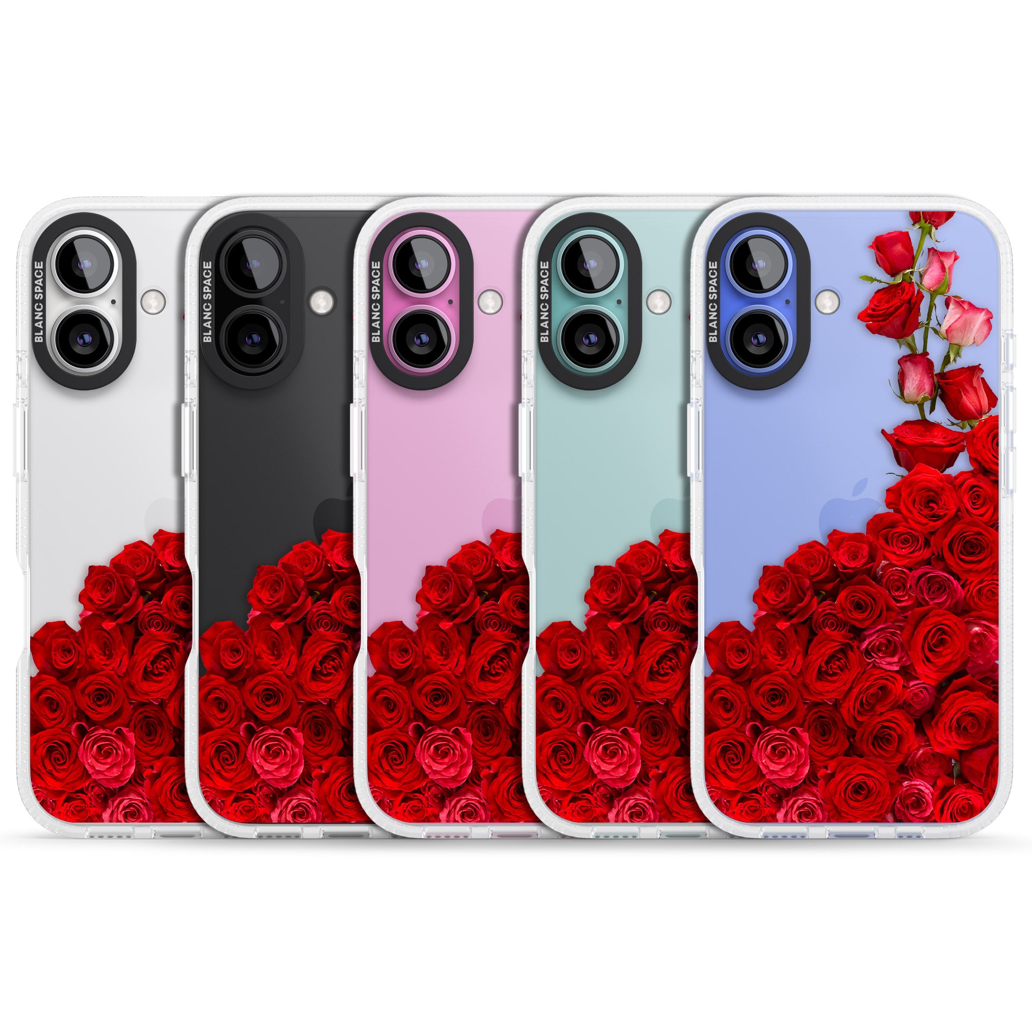 Floral Roses iPhone 16 / 16 Plus Clear Case Impact Air - Blanc Space