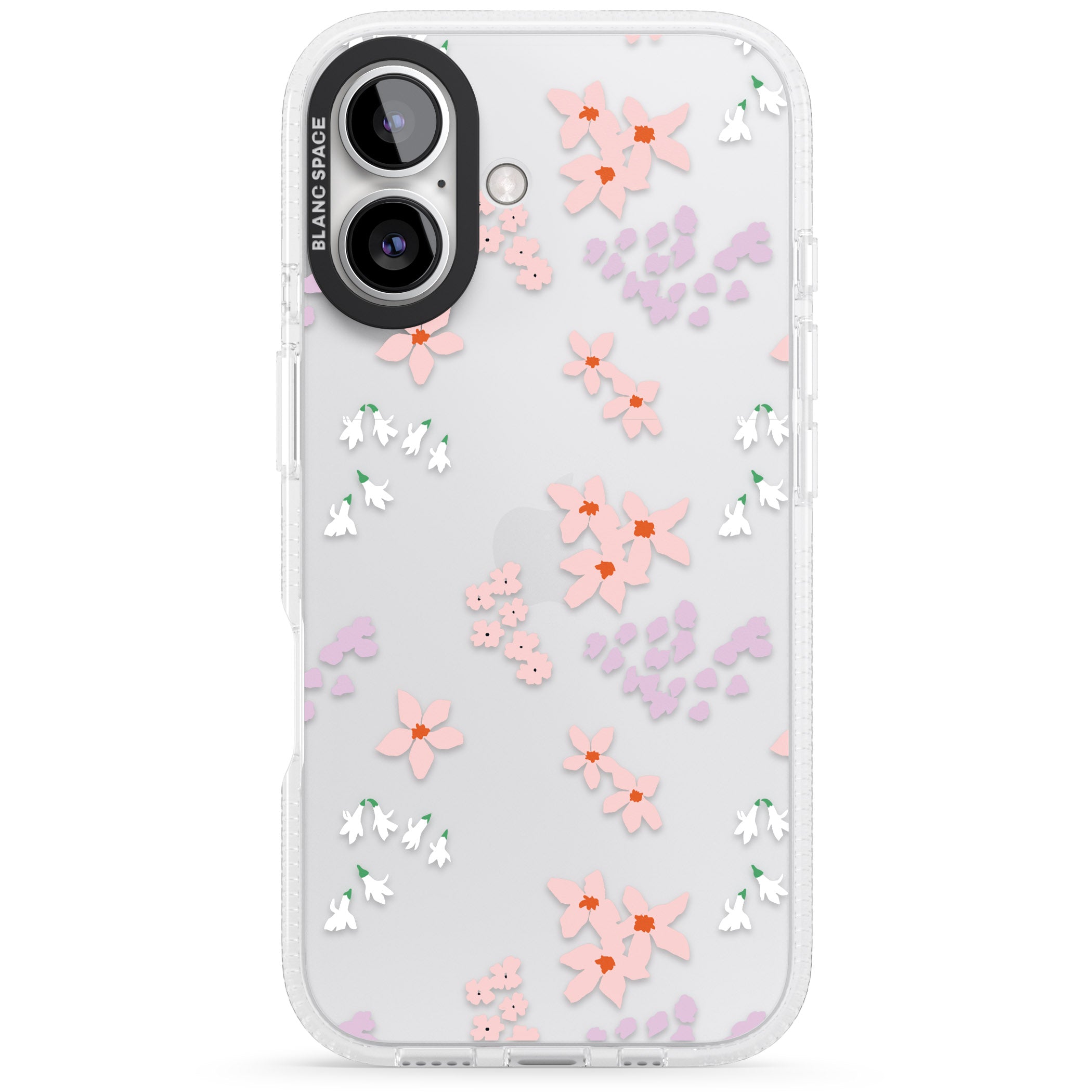 Pink & Purple Flower Mix: Clear iPhone 16 / 16 Plus Clear Case Impact Air - Blanc Space
