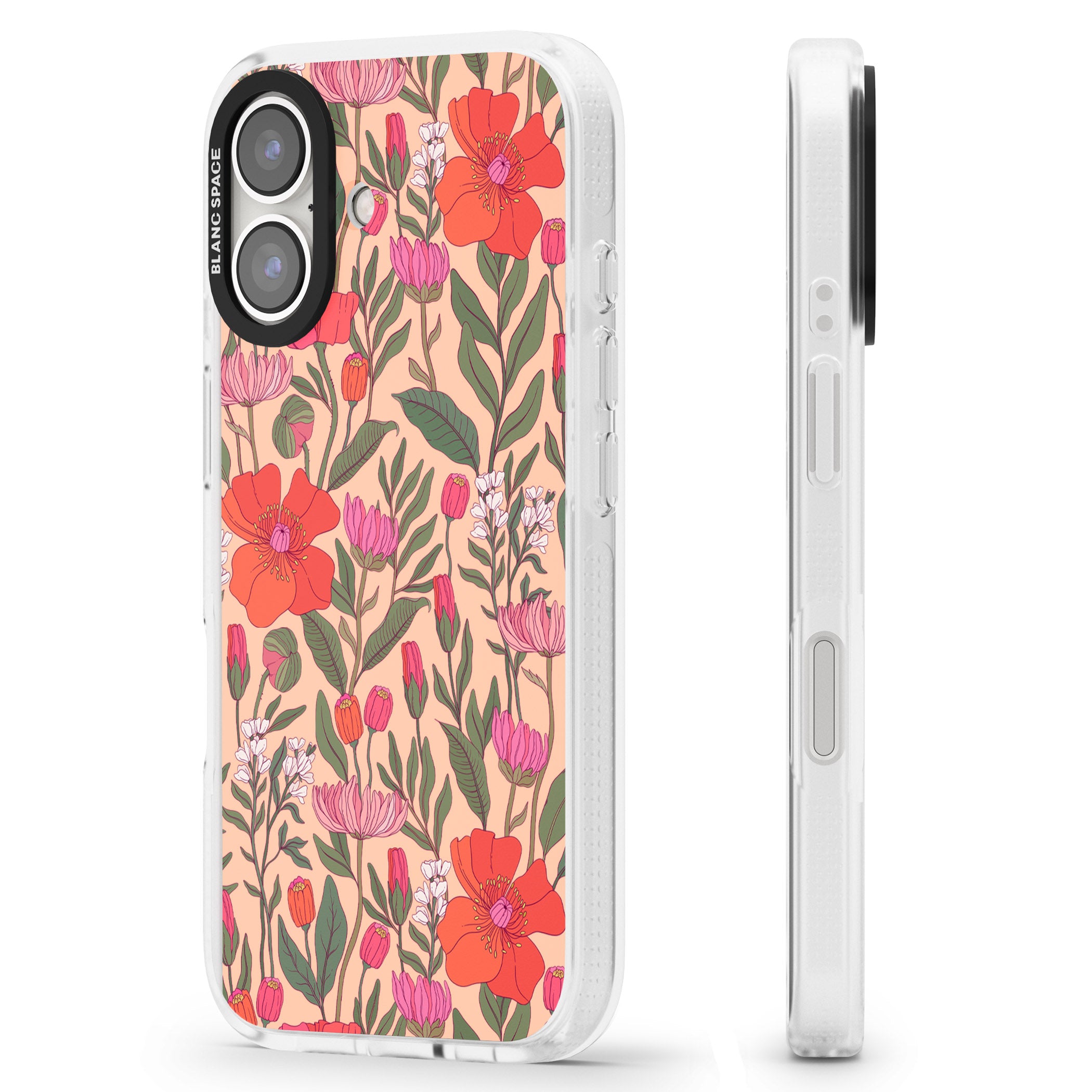 Peachy Floral - Background iPhone 16 / 16 Plus Clear Case Impact Air - Blanc Space