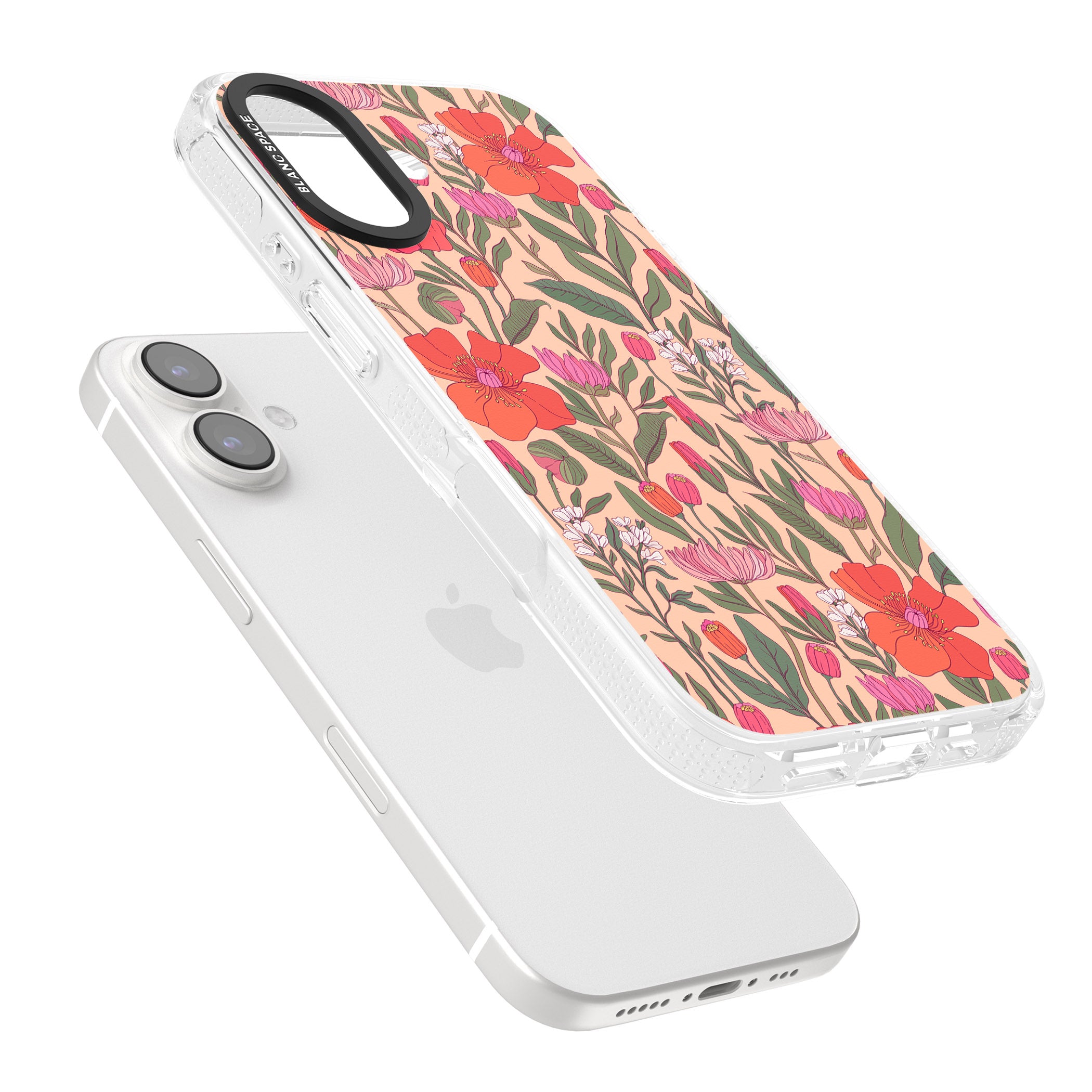 Peachy Floral - Background iPhone 16 / 16 Plus Clear Case Impact Air - Blanc Space