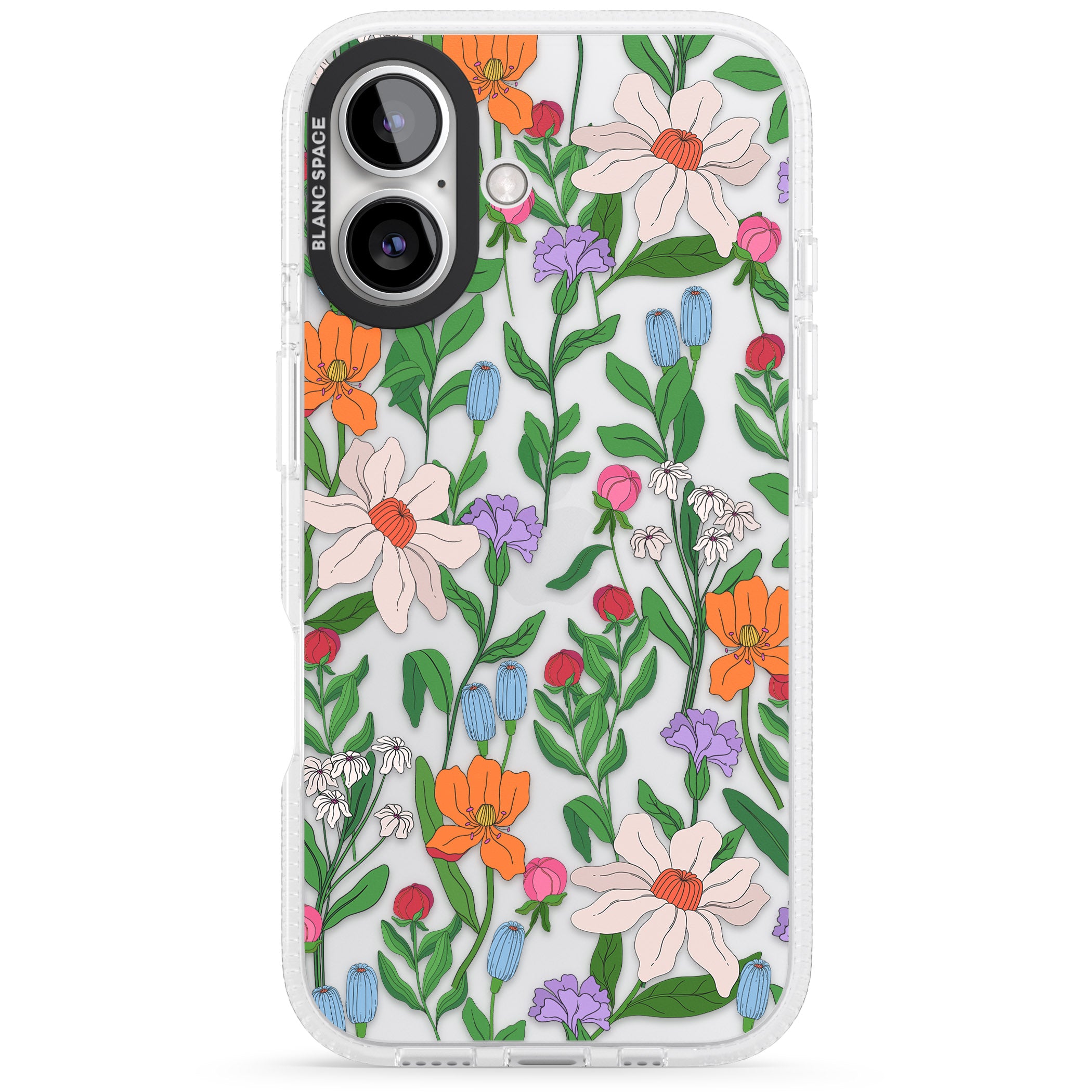 Full Bloom iPhone 16 / 16 Plus Clear Case Impact Air - Blanc Space