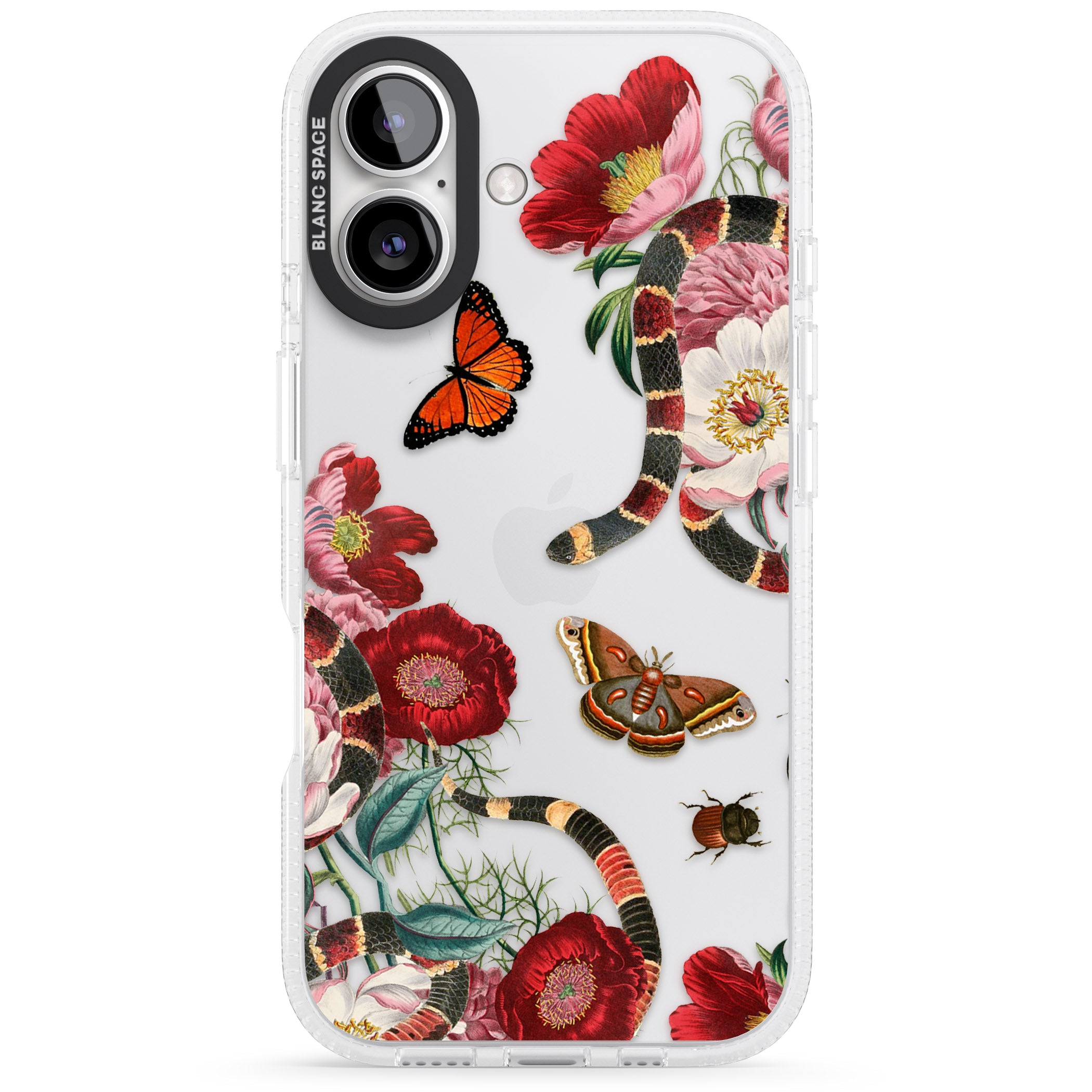 Botanical Snake iPhone 16 / 16 Plus Clear Case Impact Air - Blanc Space