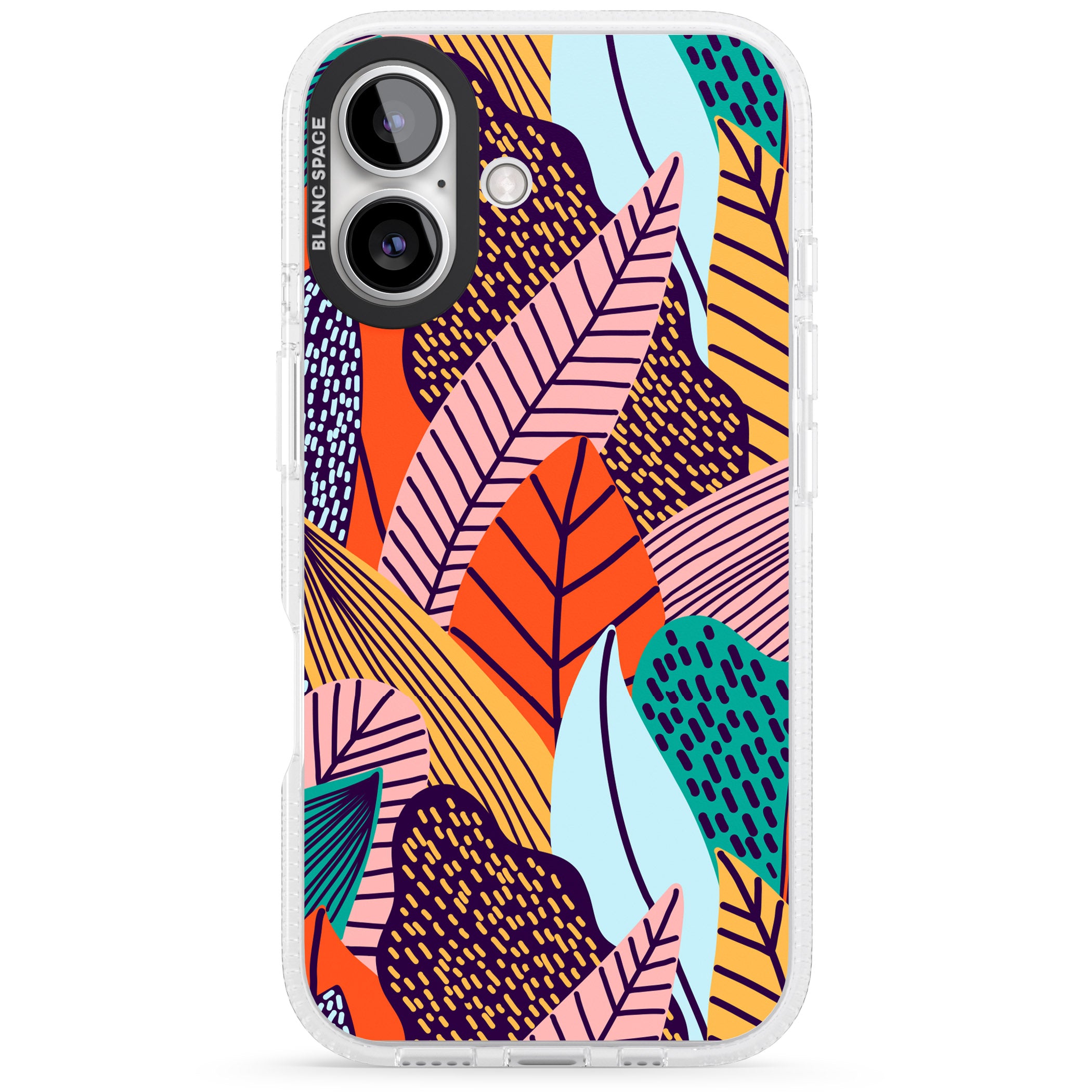 Abstract Leaves iPhone 16 / 16 Plus Clear Case Impact Air - Blanc Space