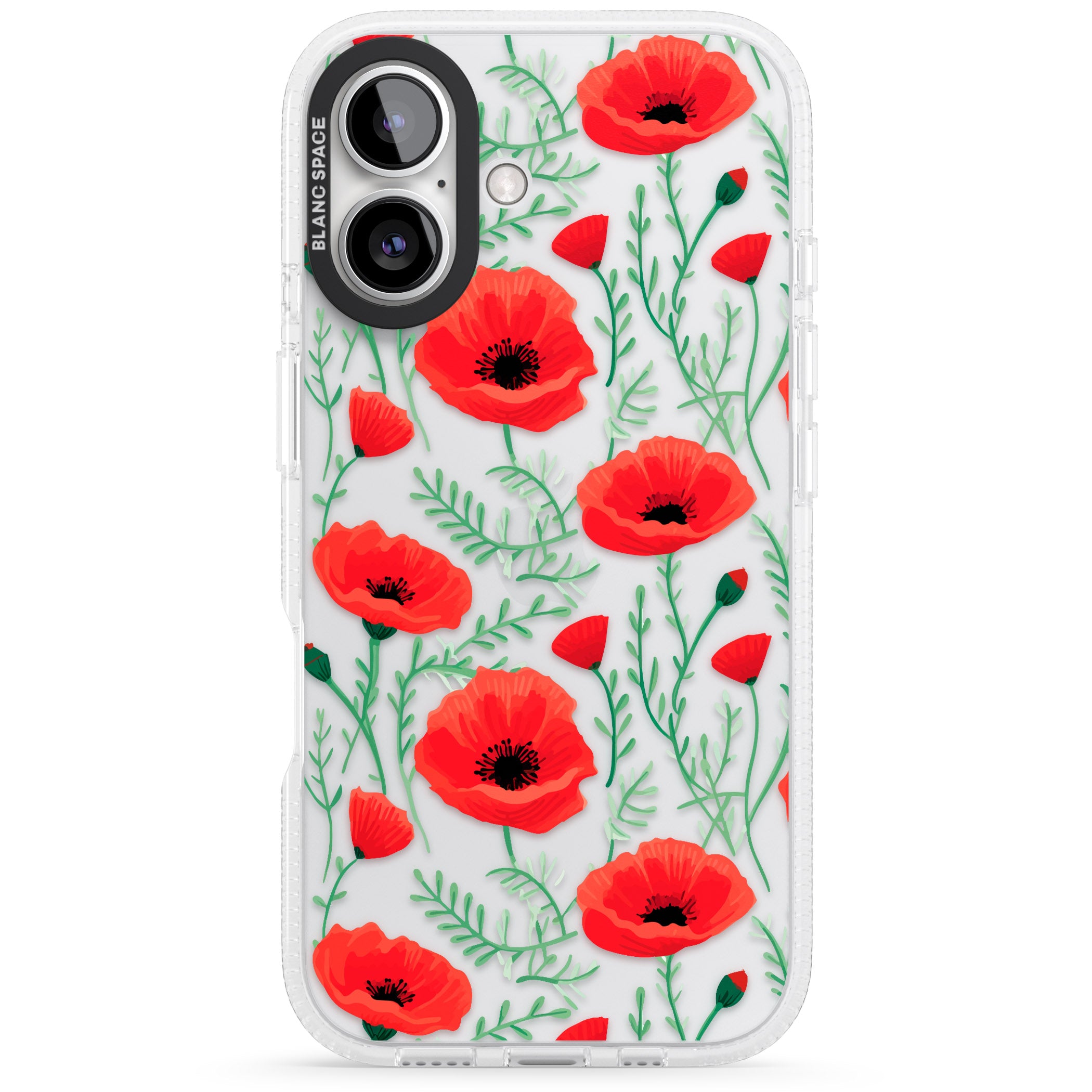 Poppy Garden iPhone 16 / 16 Plus Clear Case Impact Air - Blanc Space