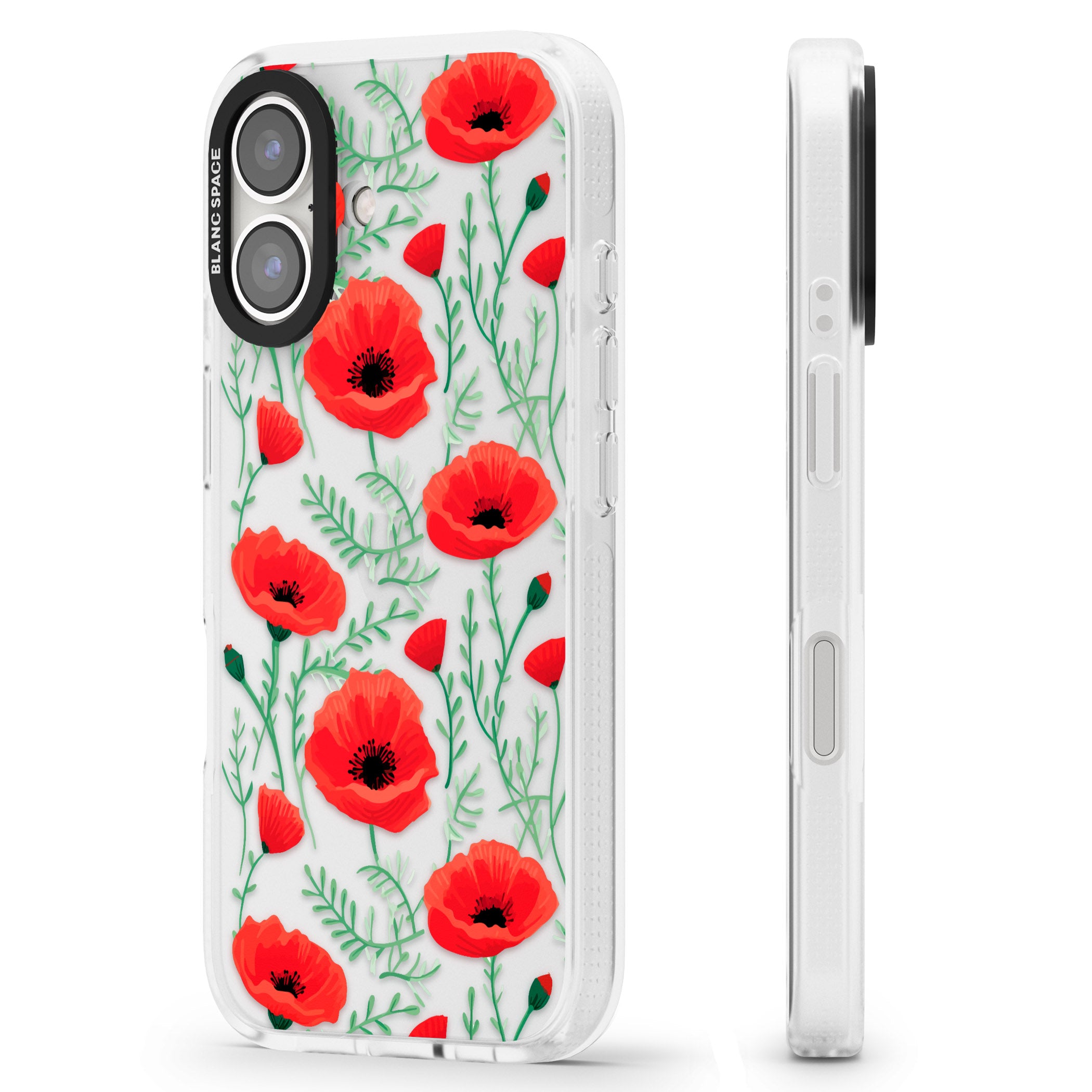 Poppy Garden iPhone 16 / 16 Plus Clear Case Impact Air - Blanc Space