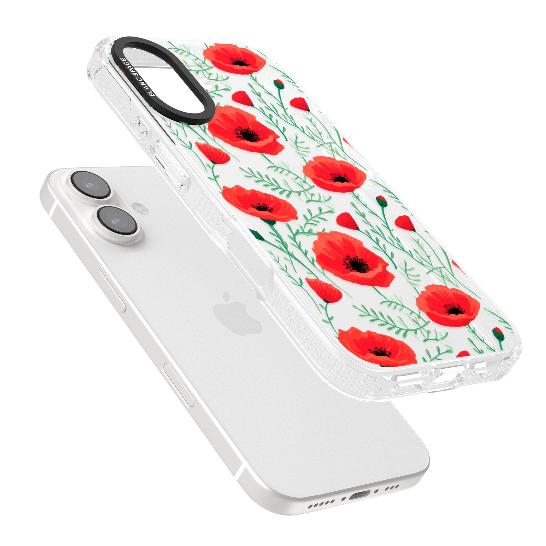Poppy Garden iPhone 16 / 16 Plus Clear Case Impact Air - Blanc Space