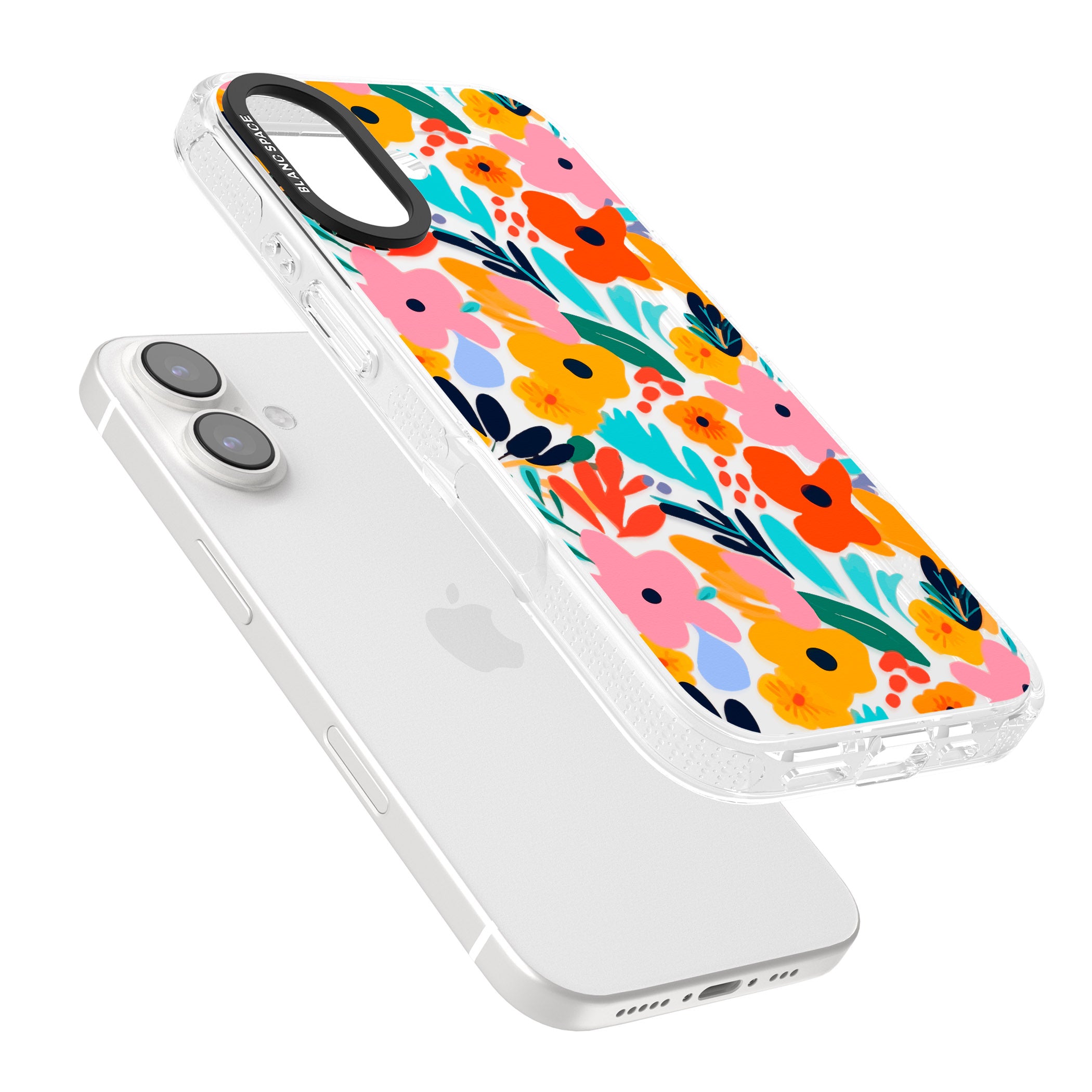 Floral Fiesta iPhone 16 / 16 Plus Clear Case Impact Air - Blanc Space