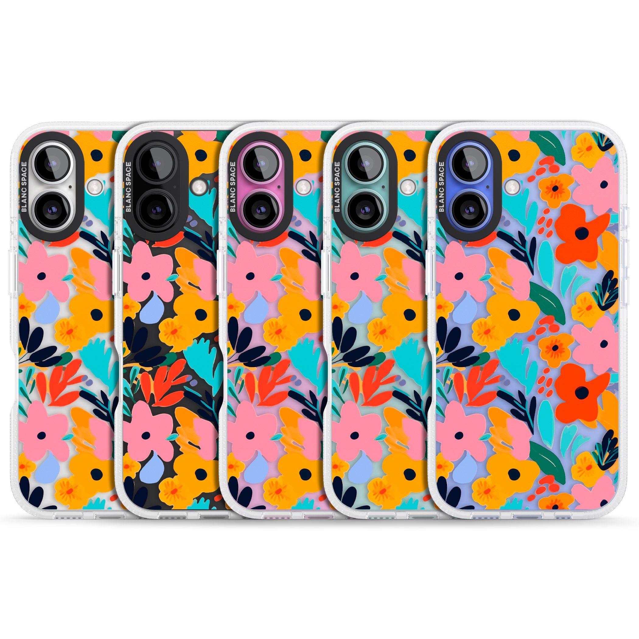 Floral Fiesta iPhone 16 / 16 Plus Clear Case Impact Air - Blanc Space