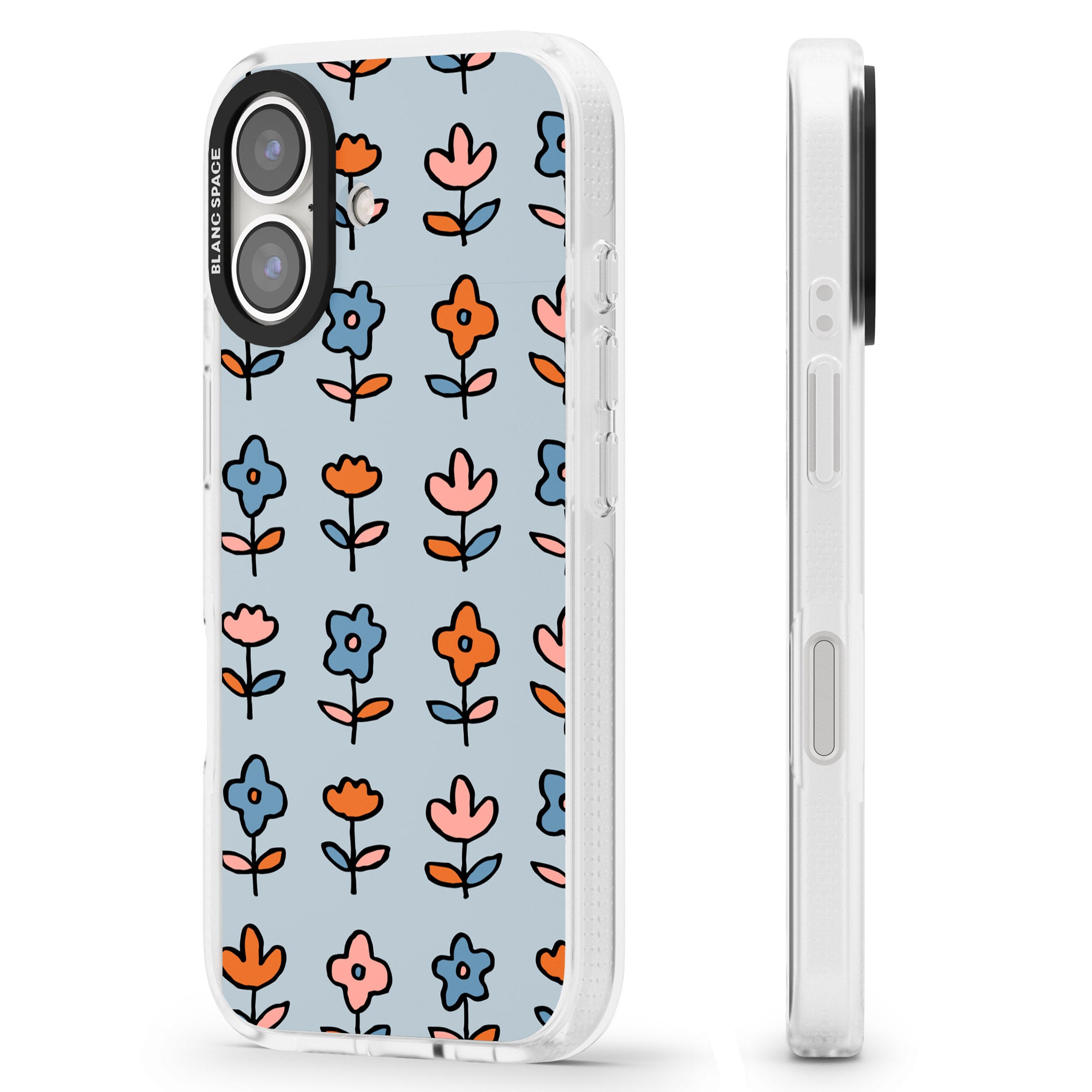 Vintage Floral Array iPhone 16 / 16 Plus Clear Case Impact Air - Blanc Space