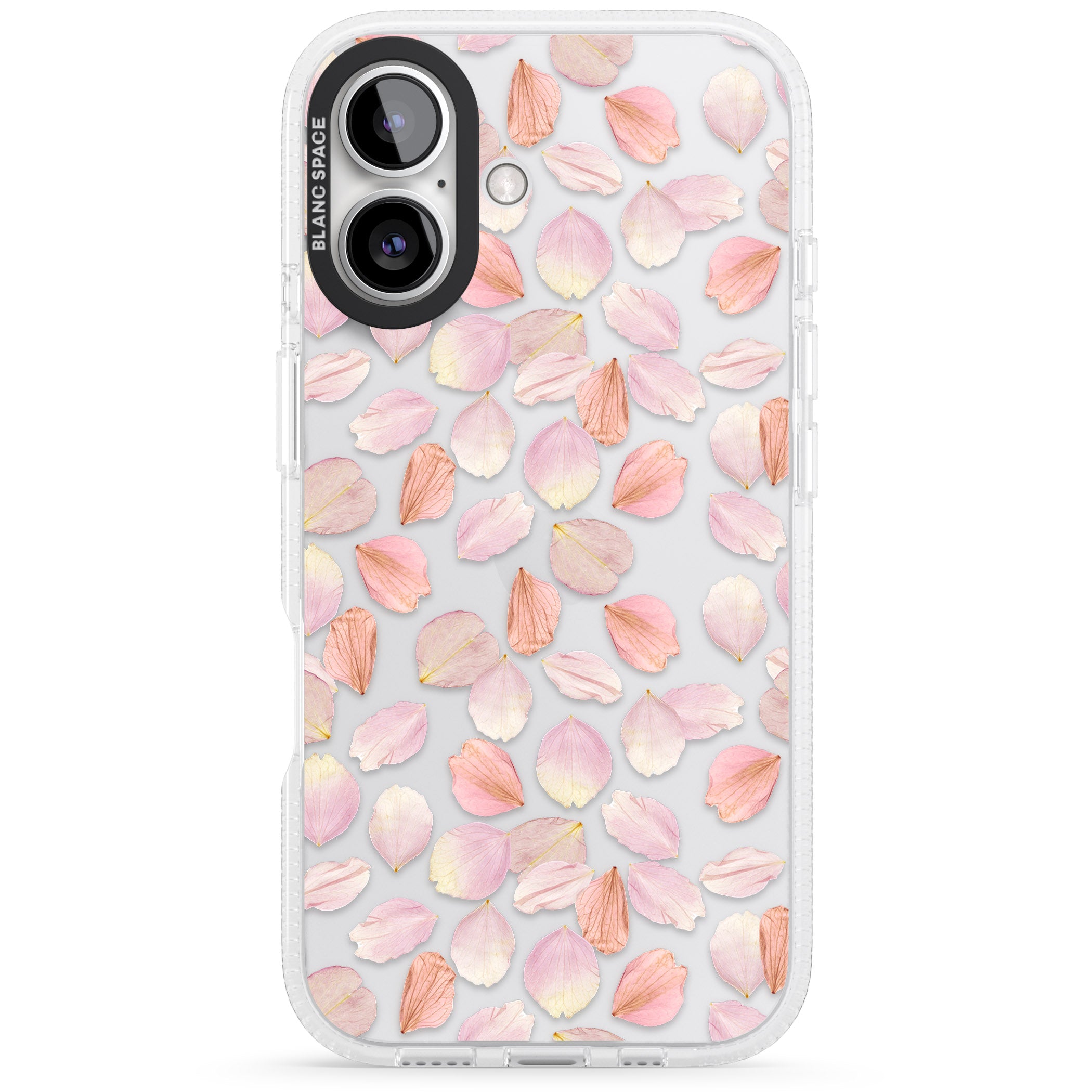 Pink Petals Transparent Design iPhone 16 / 16 Plus Clear Case Impact Air - Blanc Space