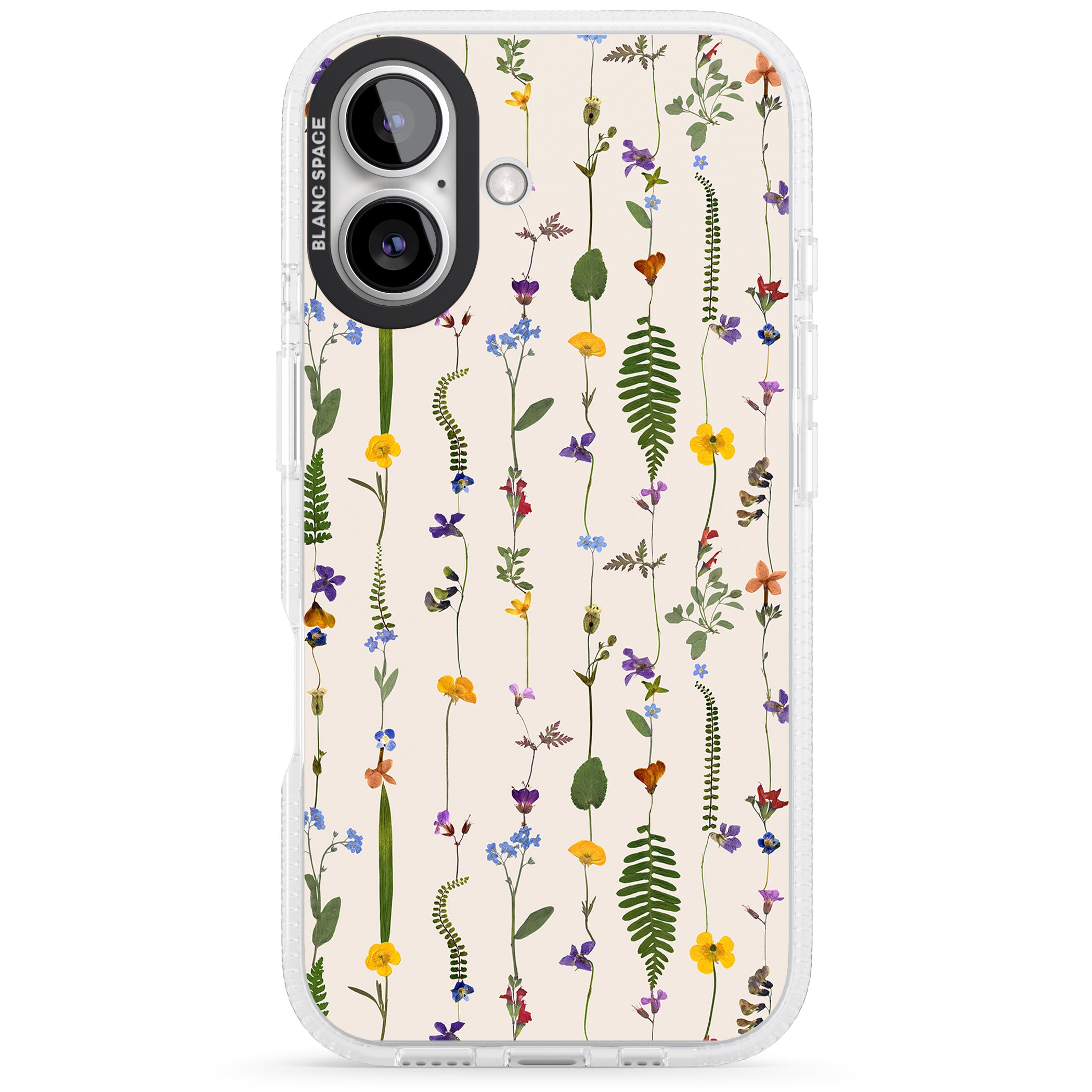 Wildflower Chain Design - Cream iPhone 16 / 16 Plus Clear Case Impact Air - Blanc Space