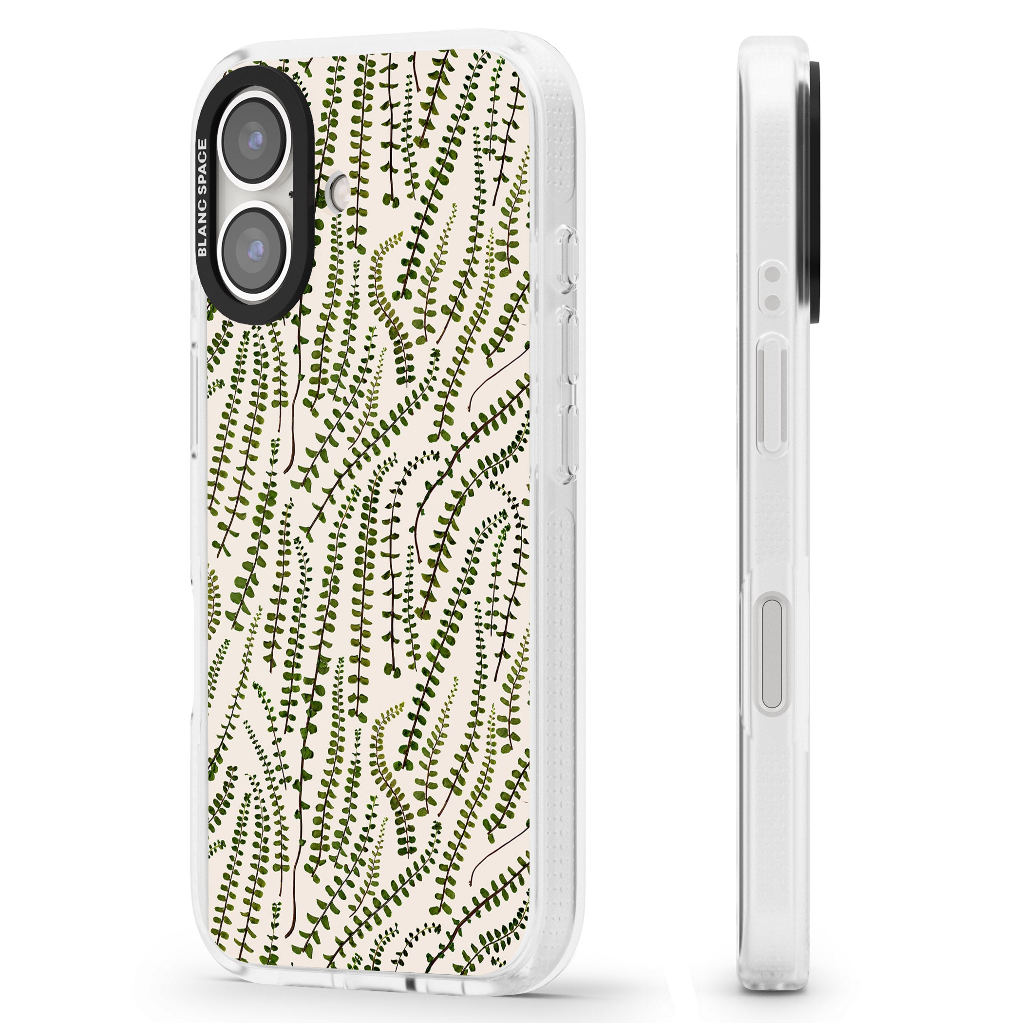 Fern Leaf Pattern Design - Cream iPhone 16 / 16 Plus Clear Case Impact Air - Blanc Space
