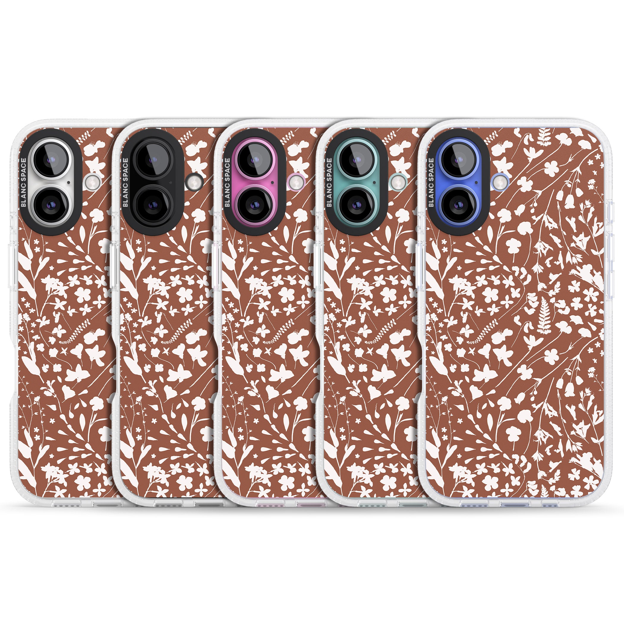 Wildflower Cluster on Terracotta iPhone 16 / 16 Plus Clear Case Impact Air - Blanc Space
