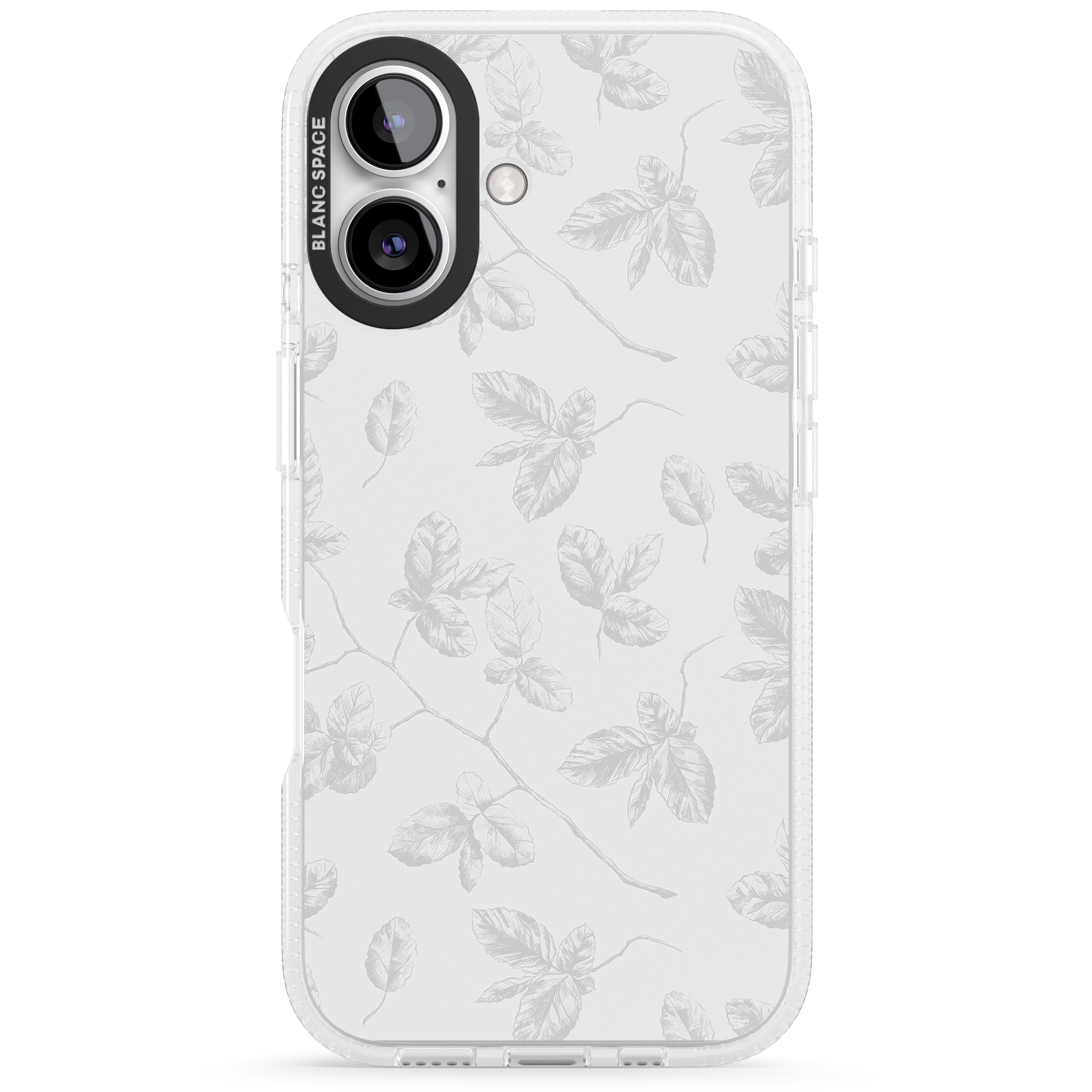 Grey Branches Vintage Botanical iPhone 16 / 16 Plus Clear Case Impact Air - Blanc Space