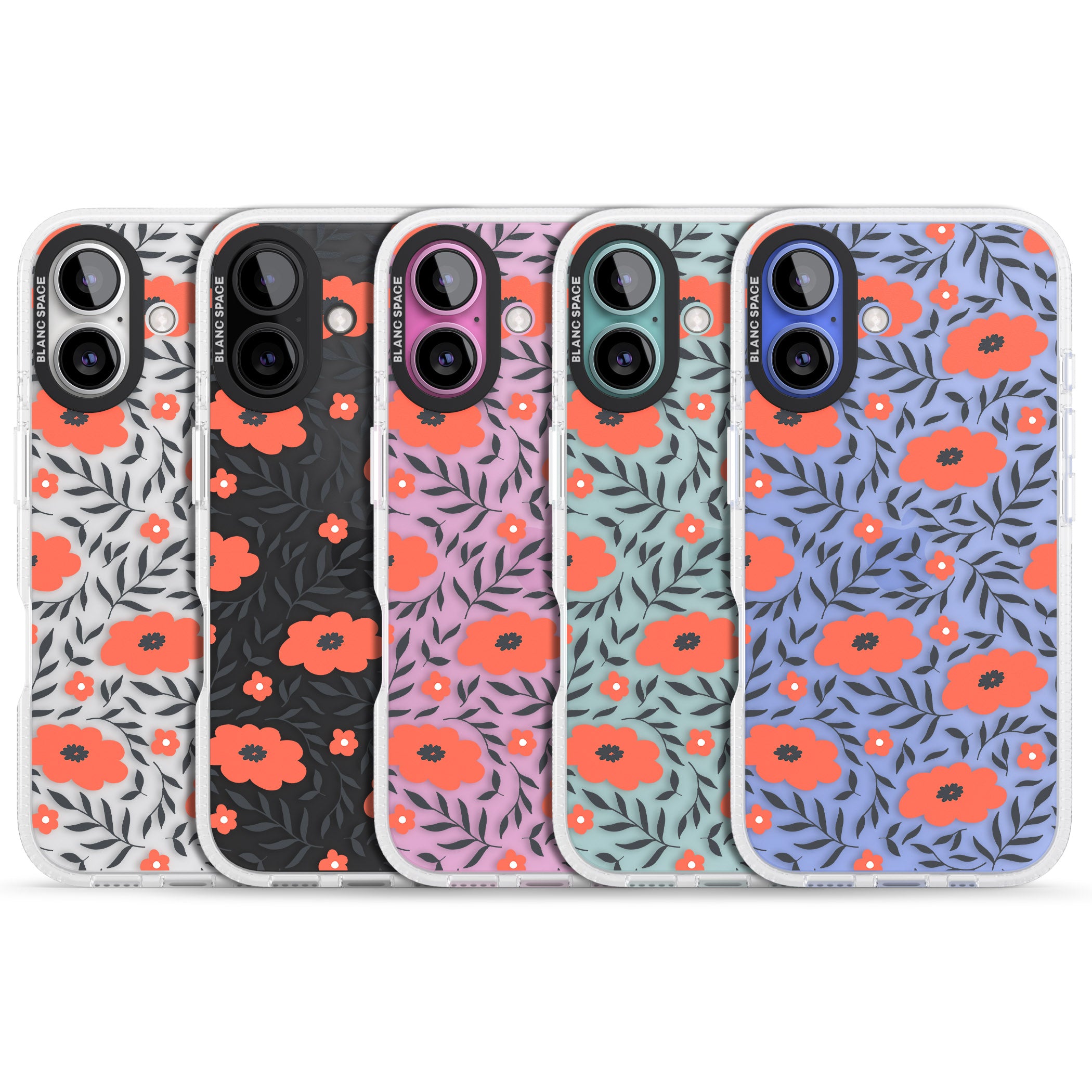 Red Poppy Transparent Floral iPhone 16 / 16 Plus Clear Case Impact Air - Blanc Space