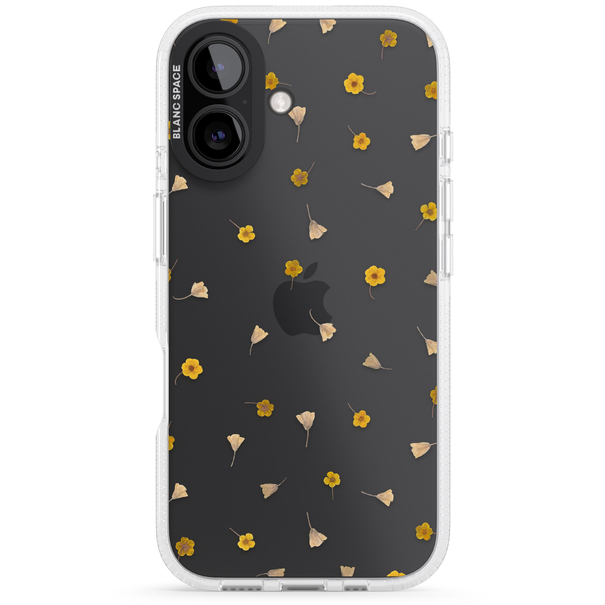 Small Flower Mix - Dried Flower-Inspired Design iPhone 16 / 16 Plus Clear Case Impact Air - Blanc Space