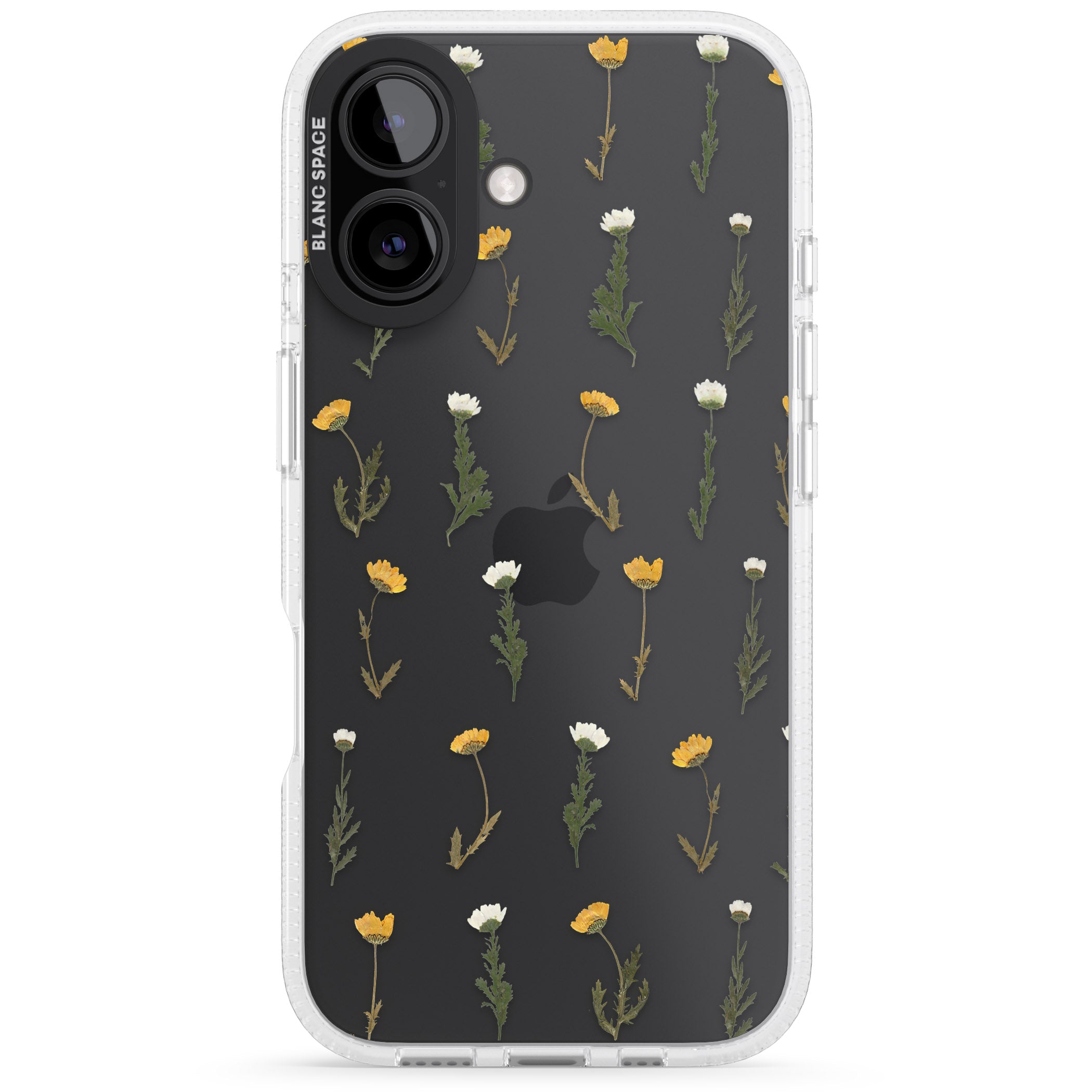 Pressed Flower iPhone 16 / 16 Plus Clear Case Impact Air - Blanc Space