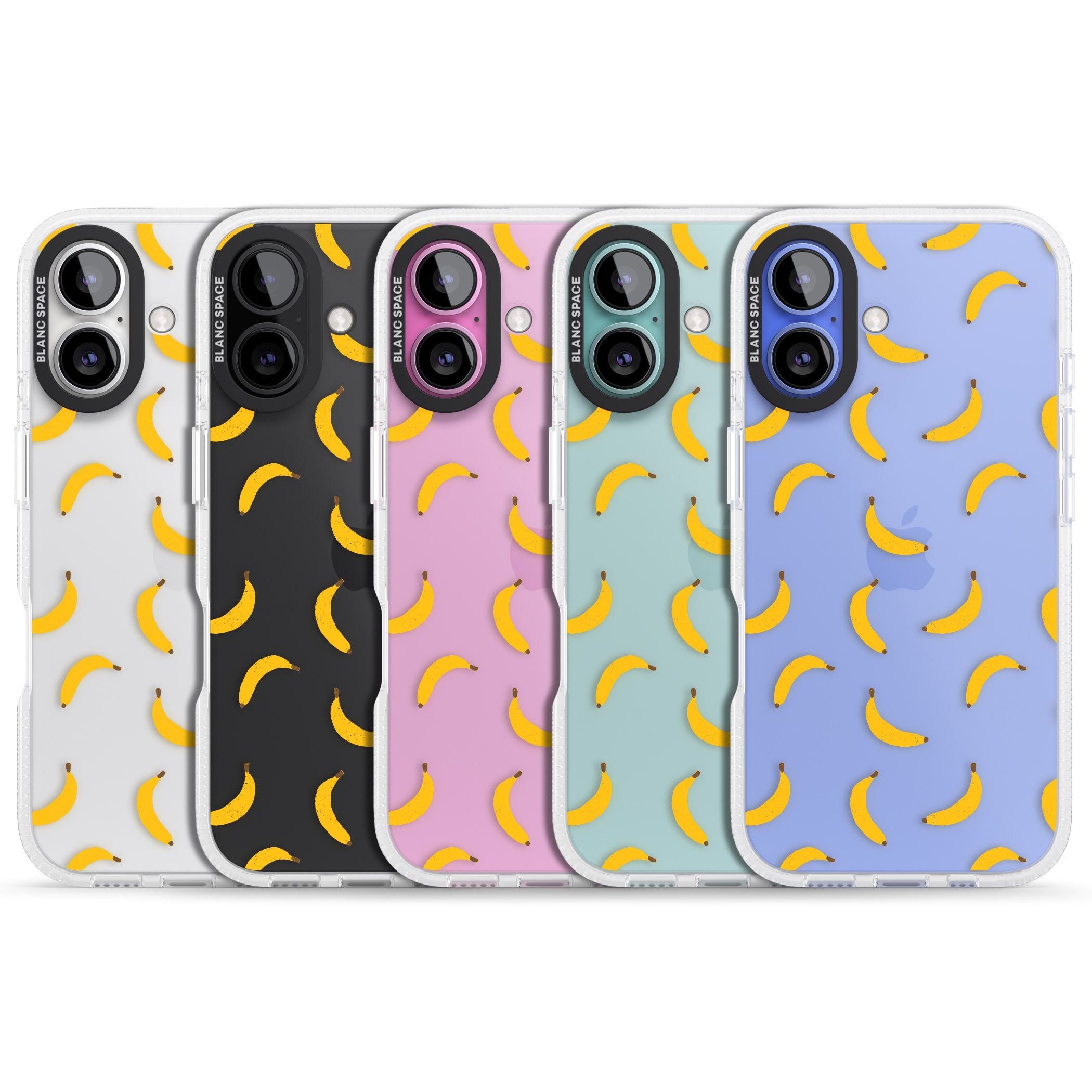 Banana Pattern iPhone 16 / 16 Plus Clear Case Impact Air - Blanc Space