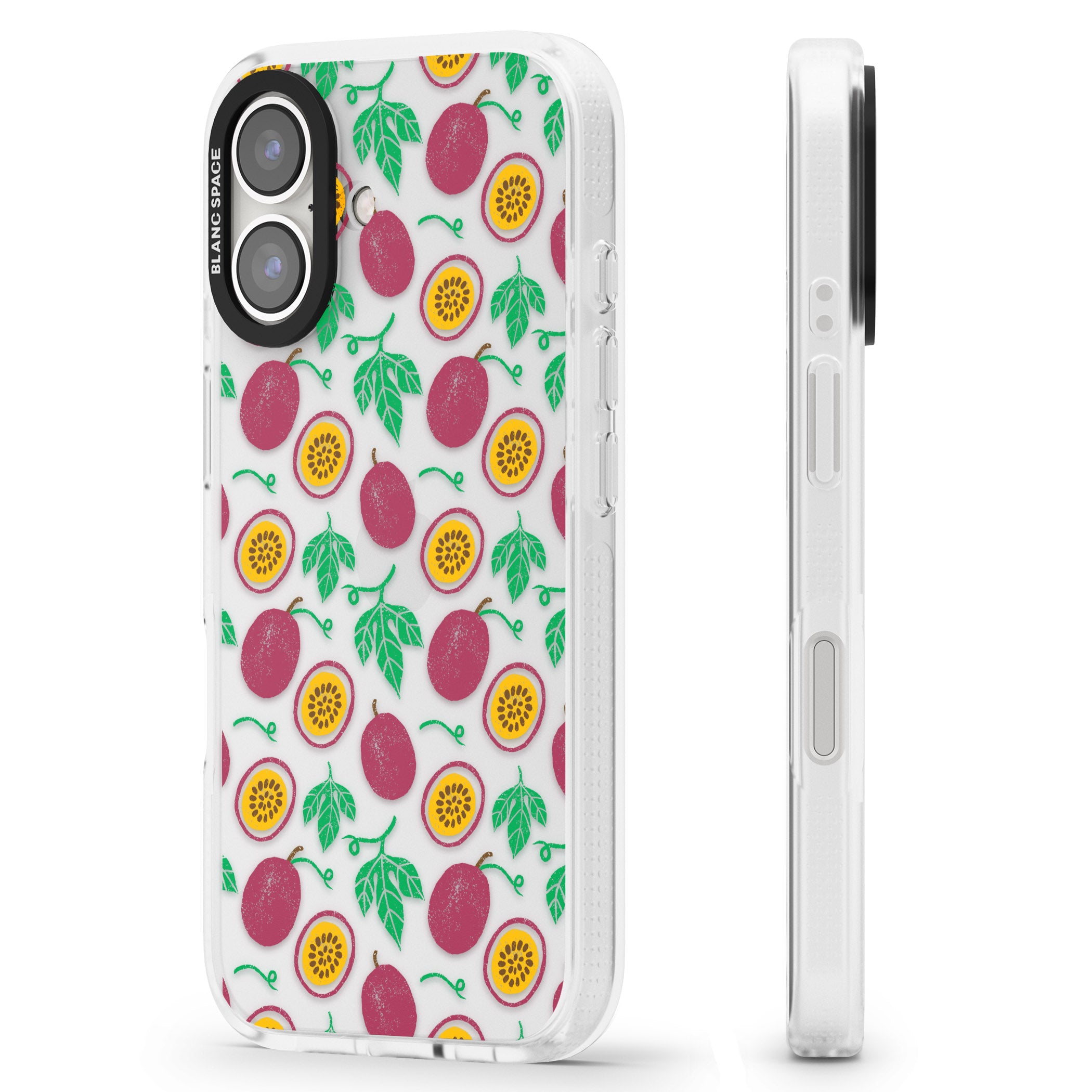 Passion Fruit Pattern iPhone 16 / 16 Plus Clear Case Impact Air - Blanc Space