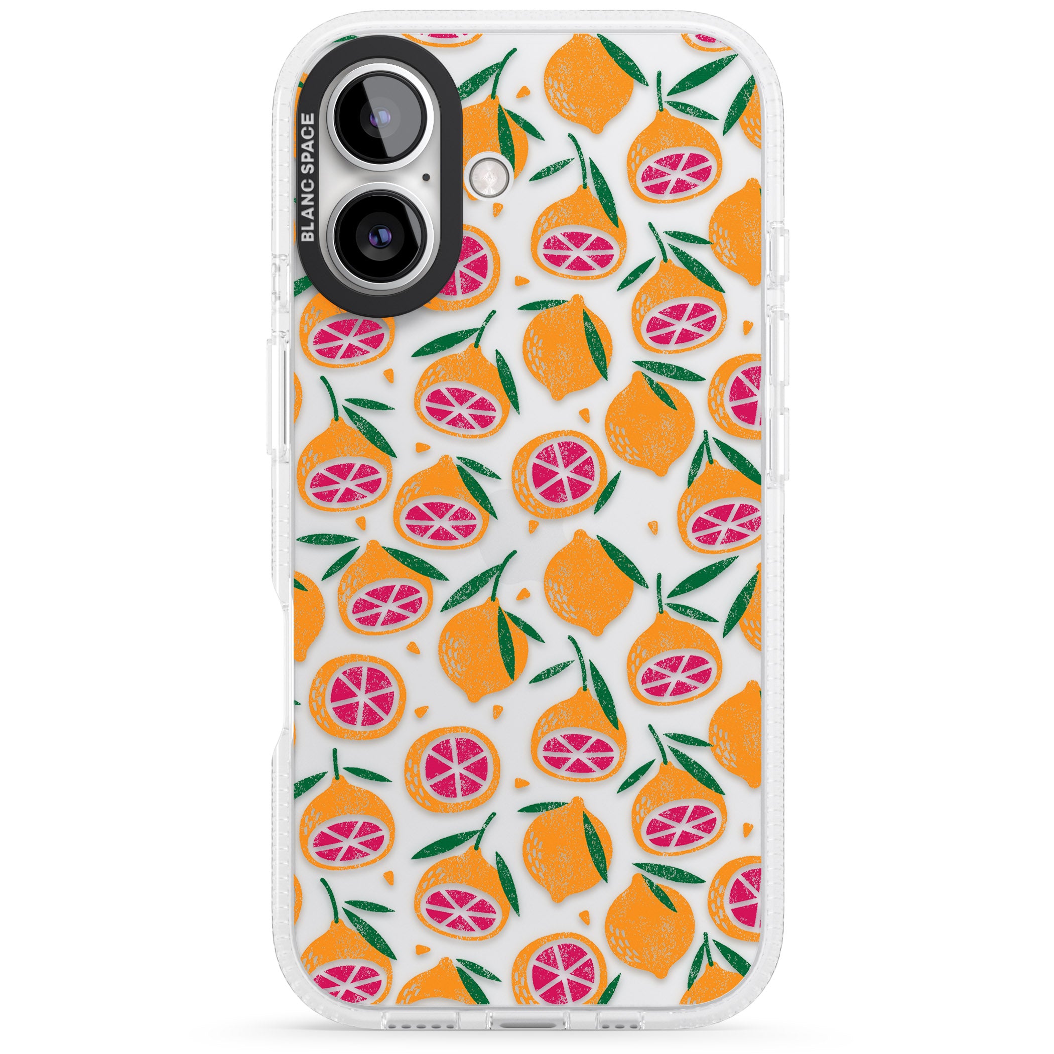 Blood Orange Fruit Pattern Transparent iPhone 16 / 16 Plus Clear Case Impact Air - Blanc Space