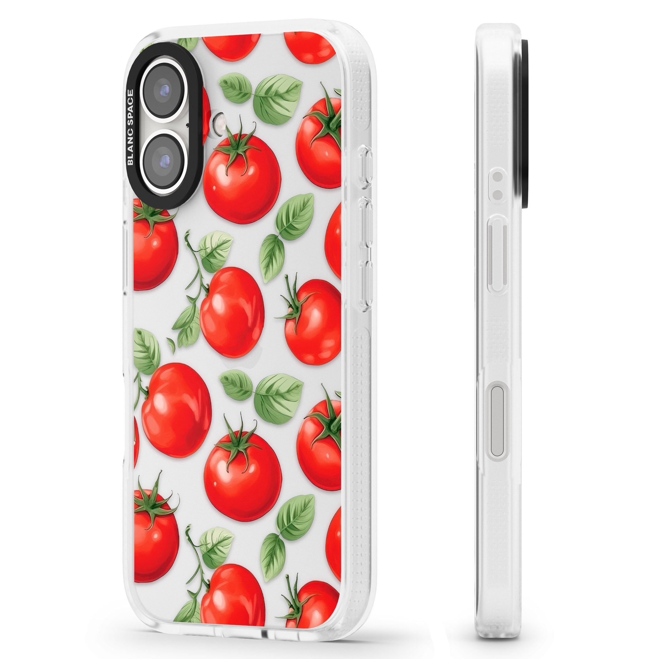 Tomato Pattern iPhone 16 / 16 Plus Clear Case Impact Air - Blanc Space