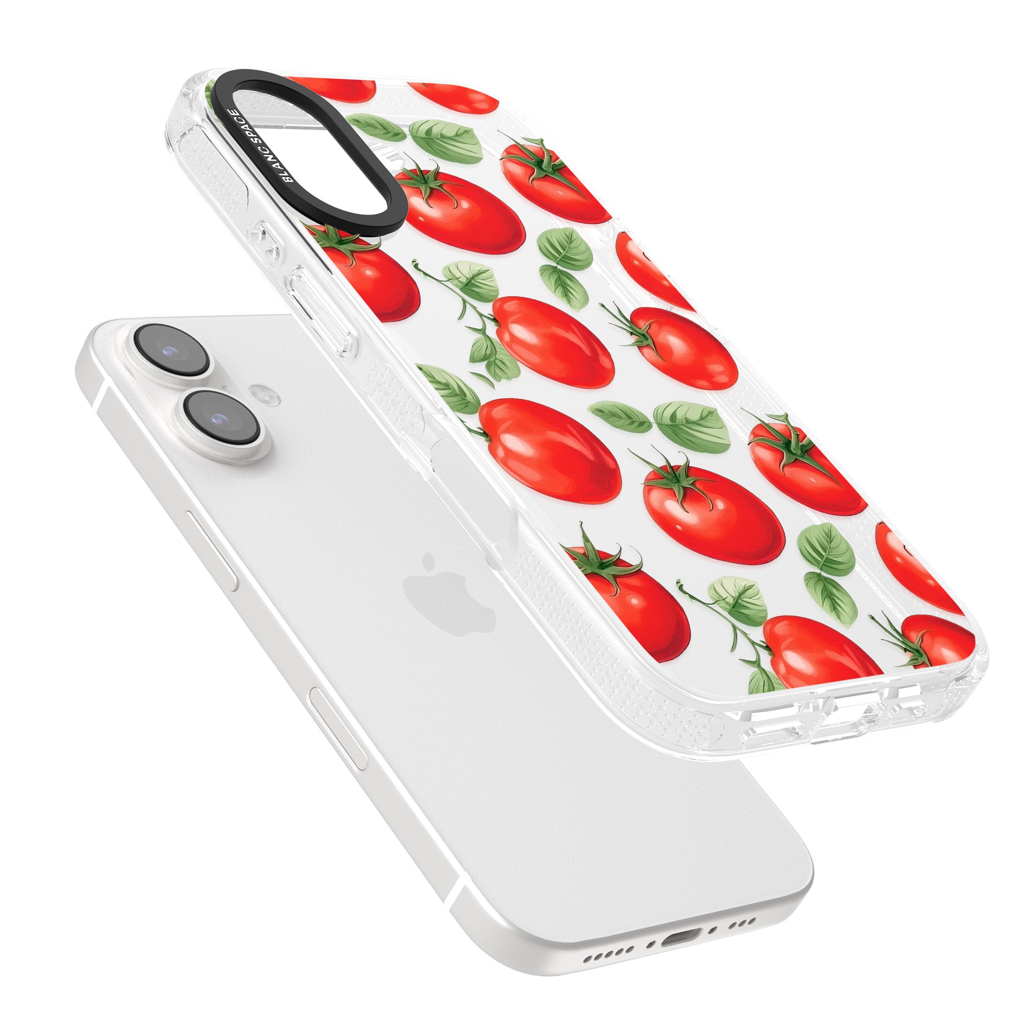Tomato Pattern iPhone 16 / 16 Plus Clear Case Impact Air - Blanc Space