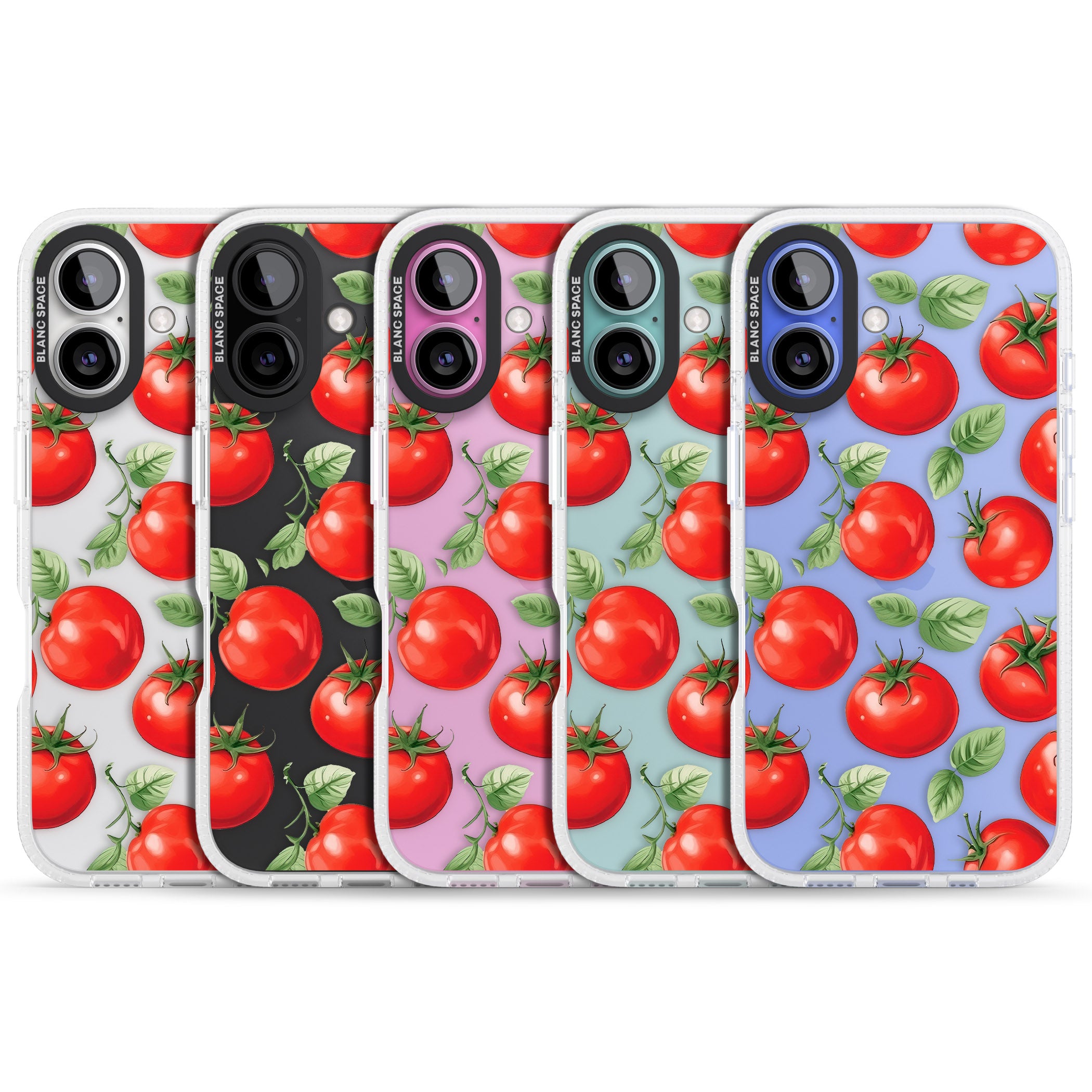 Tomato Pattern iPhone 16 / 16 Plus Clear Case Impact Air - Blanc Space