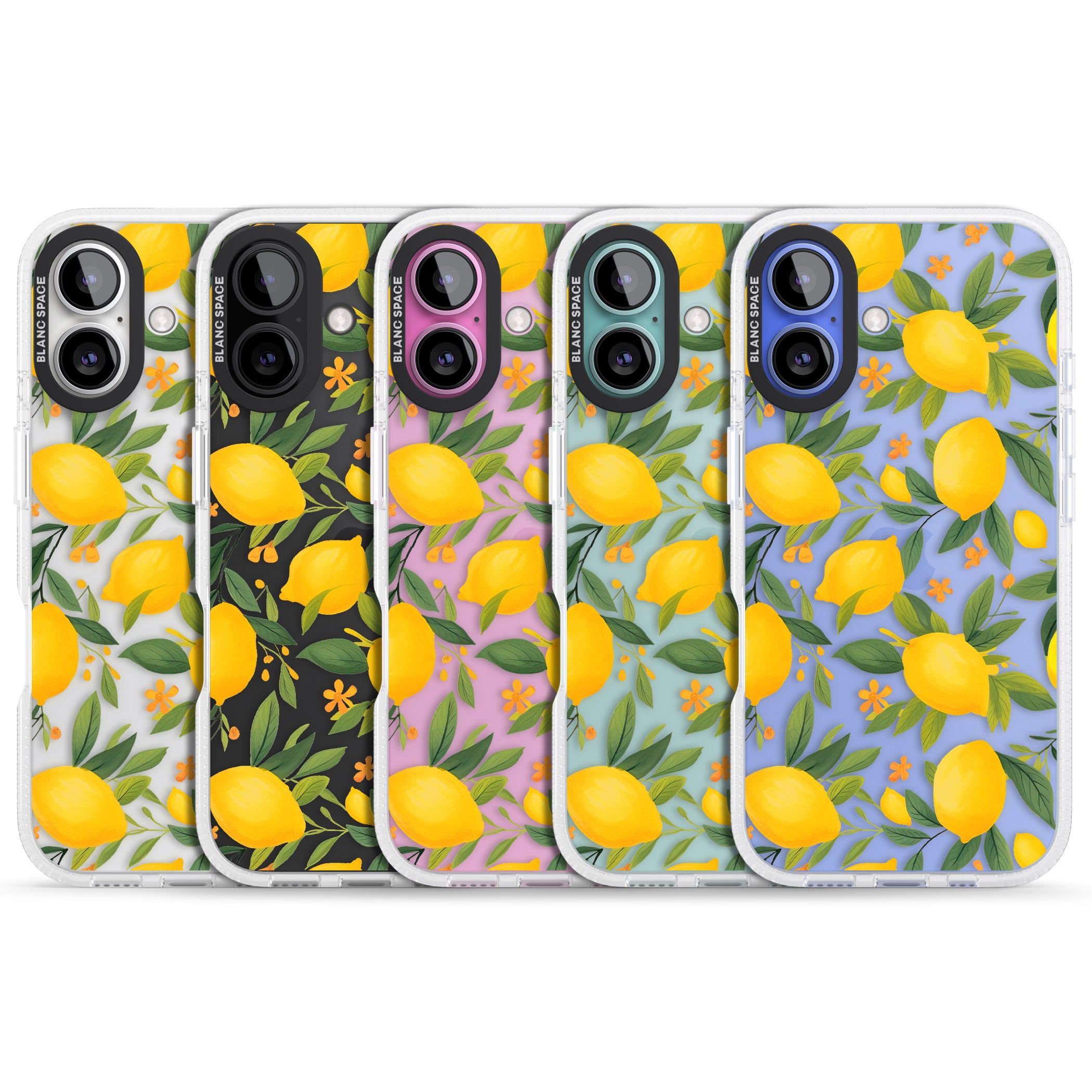 Lemon Pattern iPhone 16 / 16 Plus Clear Case Impact Air - Blanc Space