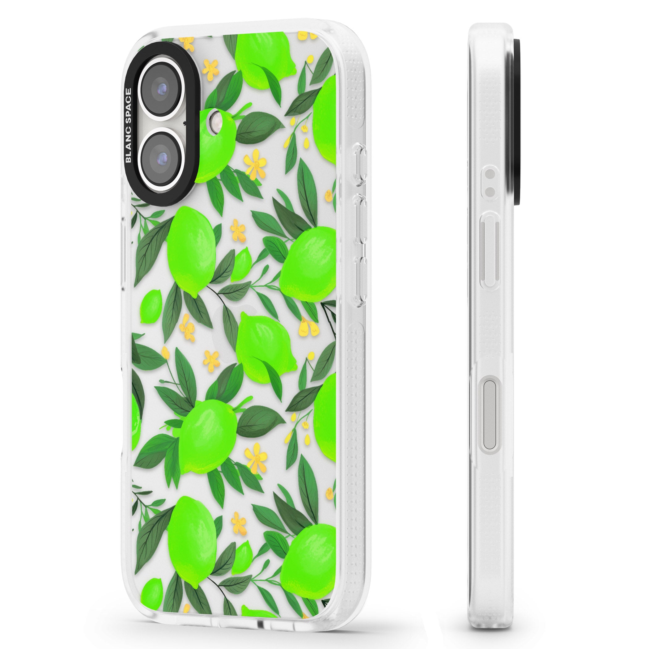Lime Pattern iPhone 16 / 16 Plus Clear Case Impact Air - Blanc Space