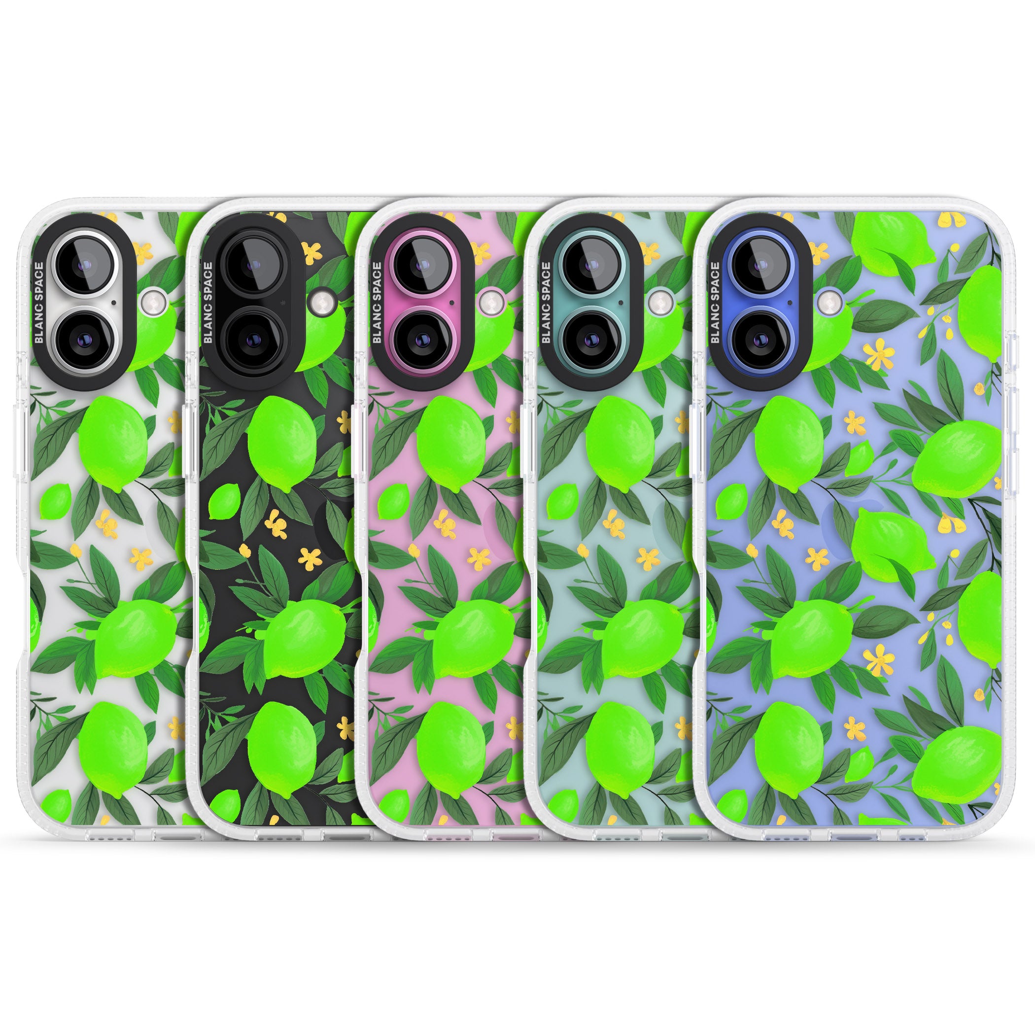 Lime Pattern iPhone 16 / 16 Plus Clear Case Impact Air - Blanc Space