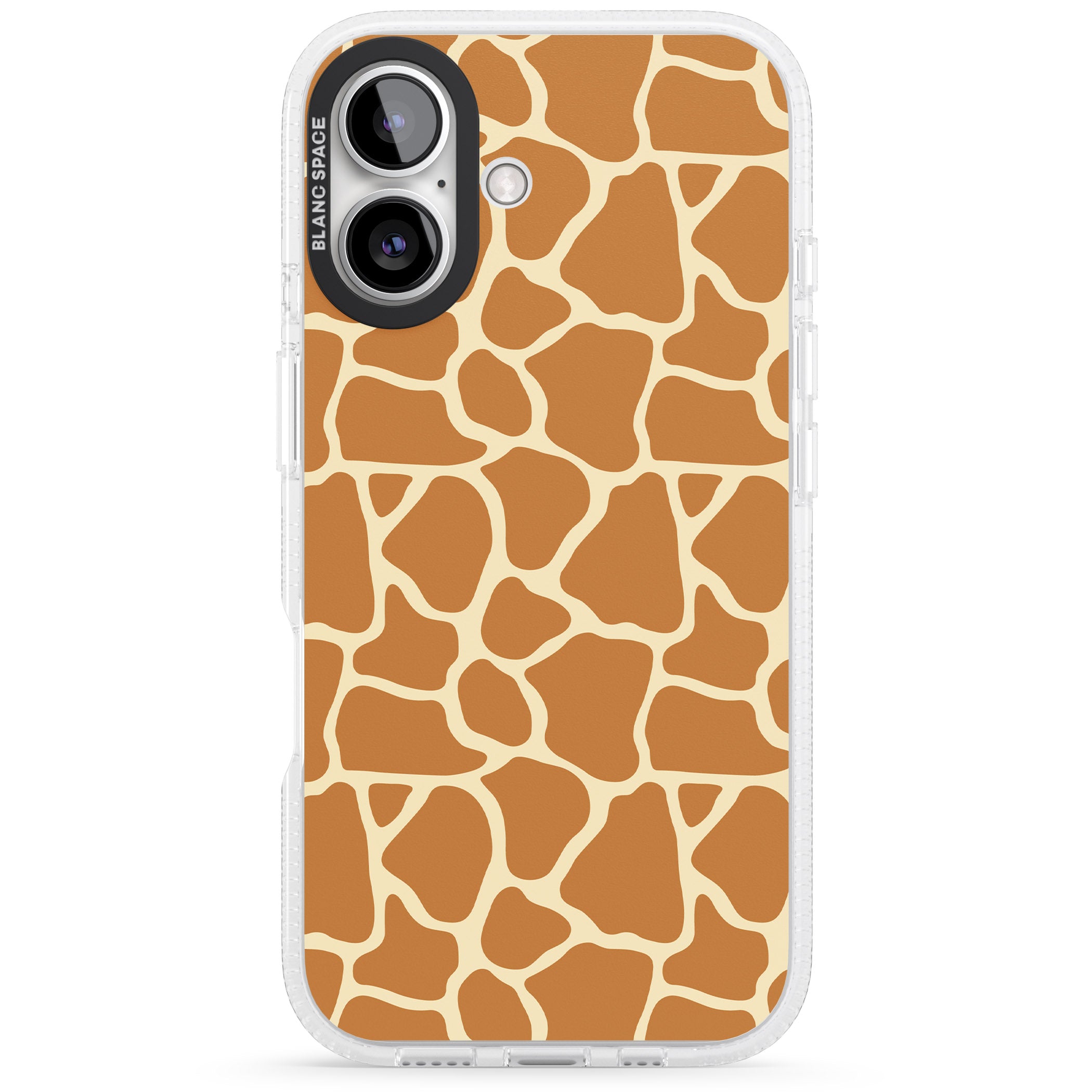 Giraffe Pattern iPhone 16 / 16 Plus Clear Case Impact Air - Blanc Space