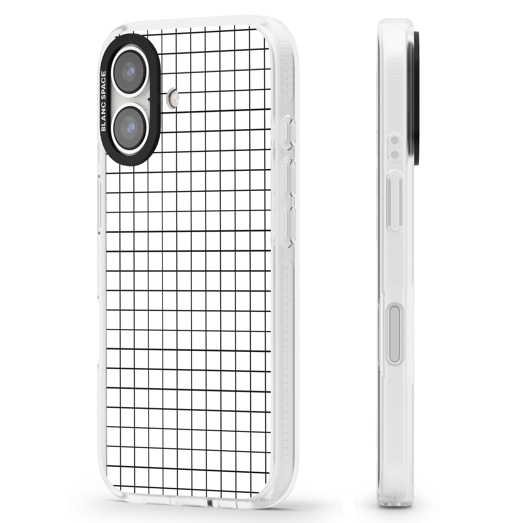 Simplistic Small Grid Designs White iPhone 16 / 16 Plus Clear Case Impact Air - Blanc Space