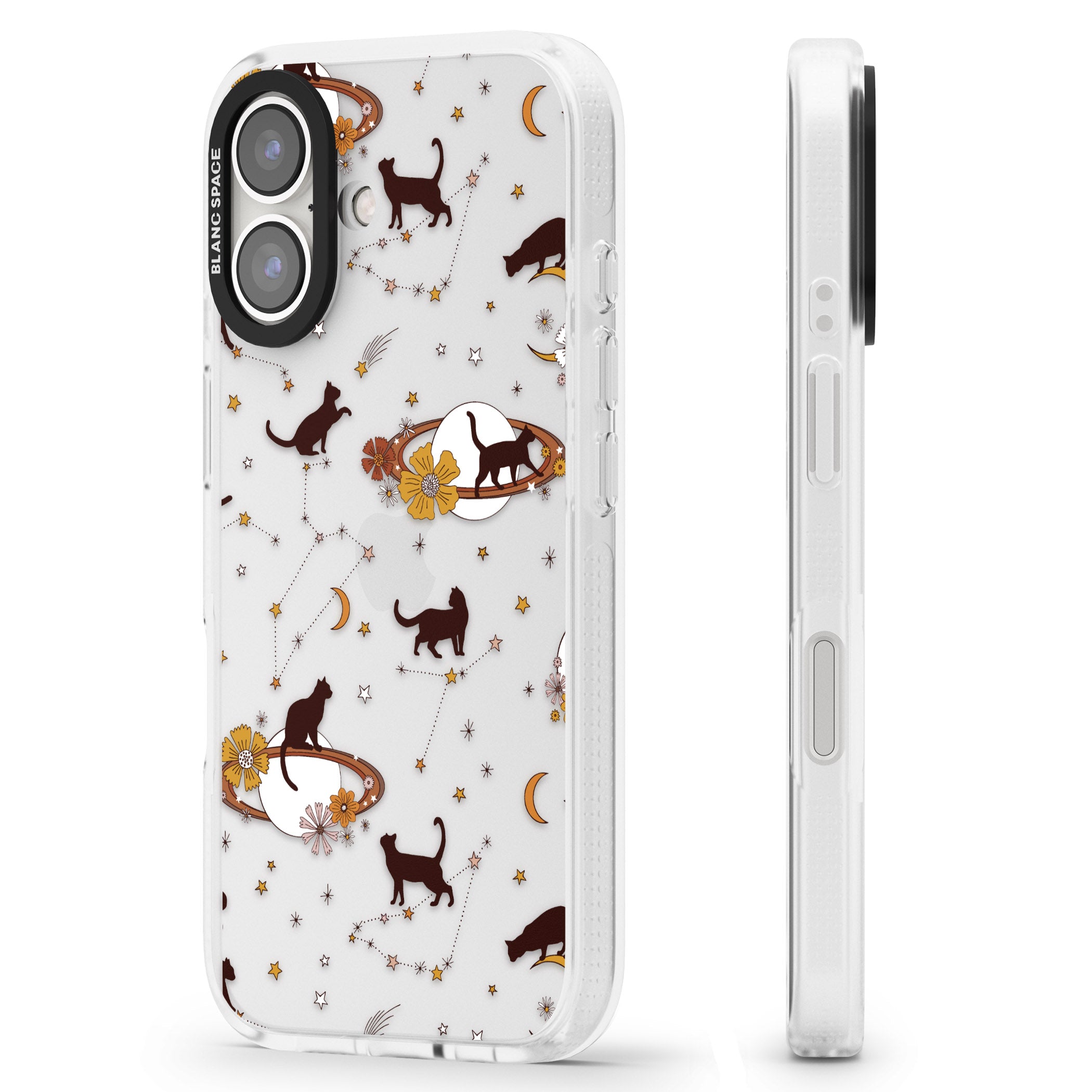 Halloween Cats and Astrology iPhone 16 / 16 Plus Clear Case Impact Air - Blanc Space
