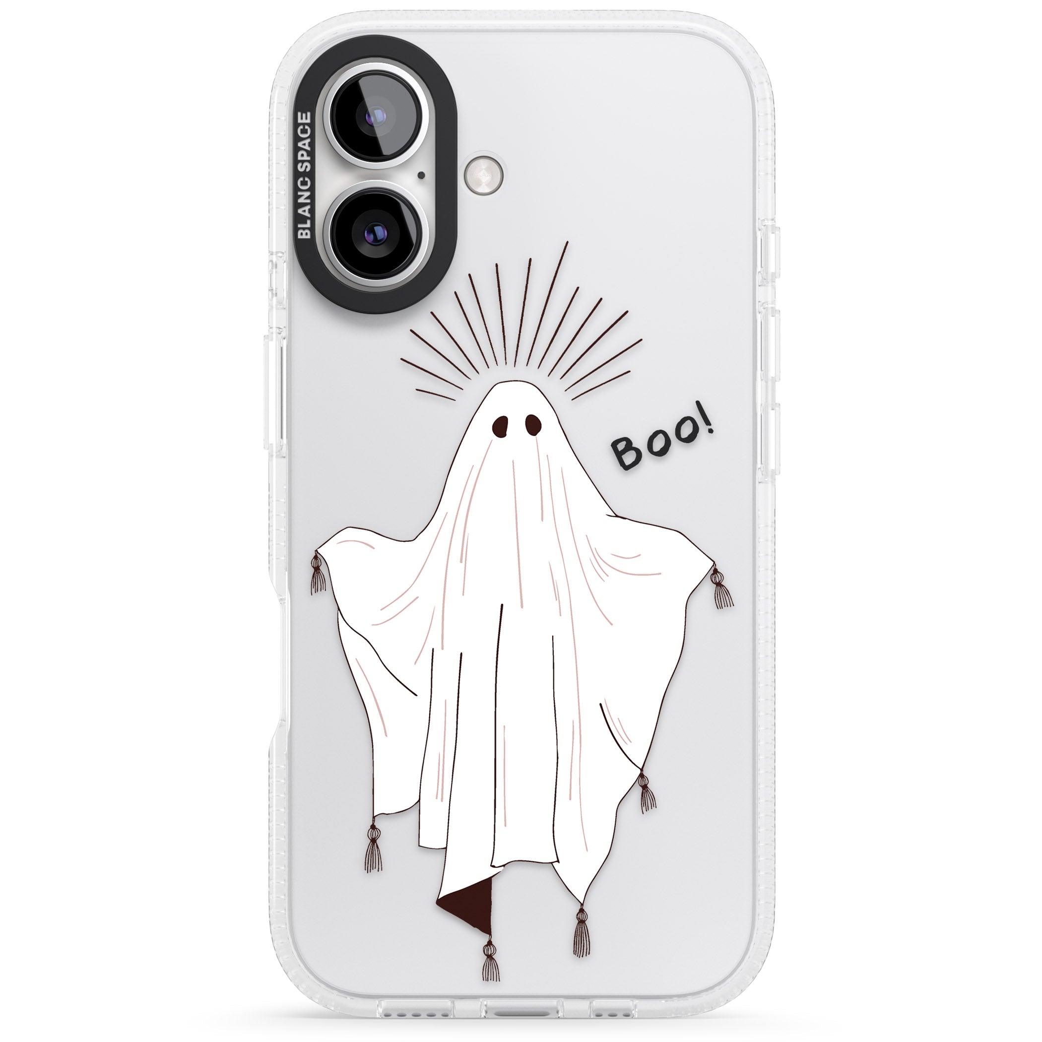 BOO! iPhone 16 / 16 Plus Clear Case Impact Air - Blanc Space