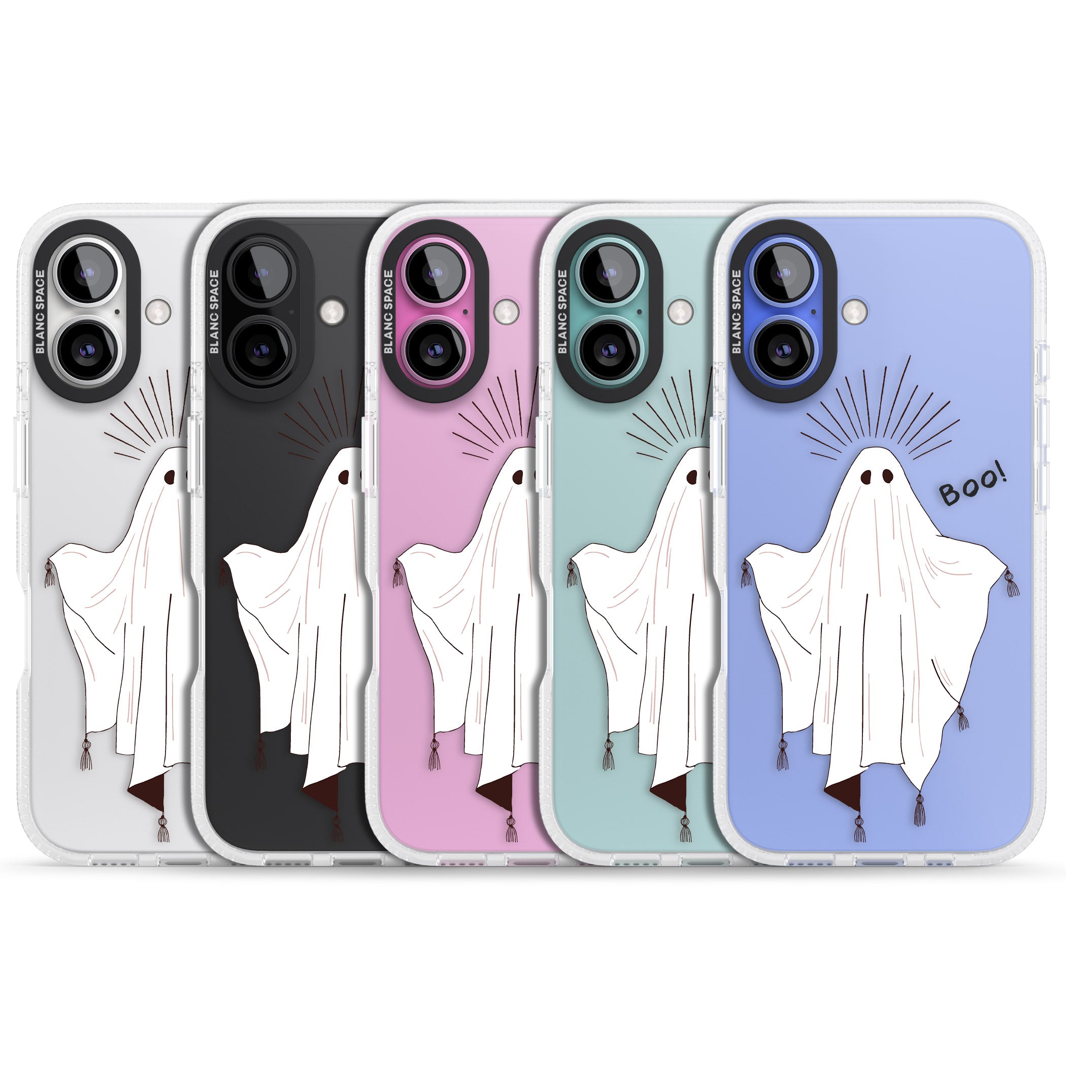 BOO! iPhone 16 / 16 Plus Clear Case Impact Air - Blanc Space
