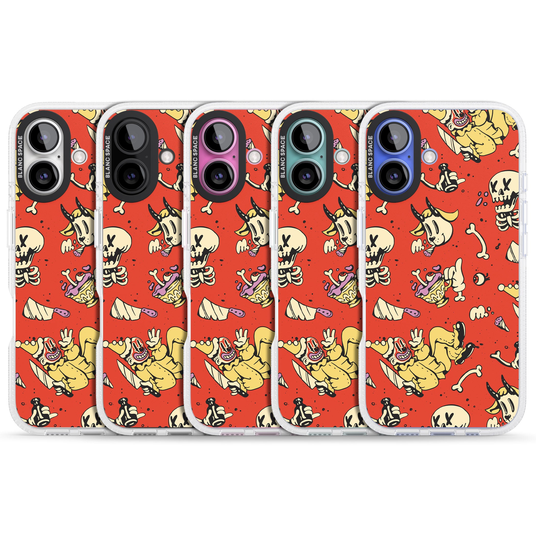 Red Retro Halloween Pattern iPhone 16 / 16 Plus Clear Case Impact Air - Blanc Space