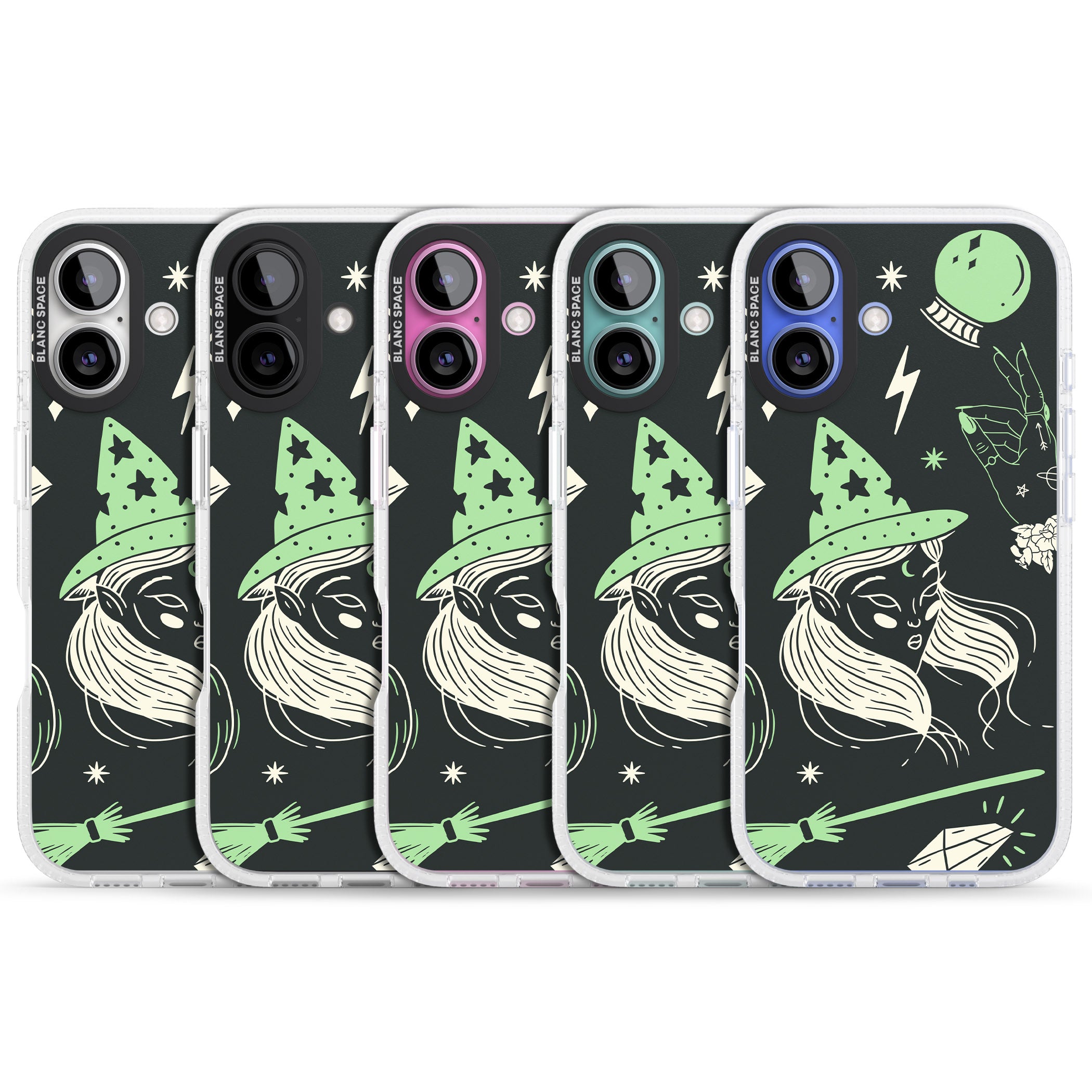 Astrology Witch Pattern iPhone 16 / 16 Plus Clear Case Impact Air - Blanc Space