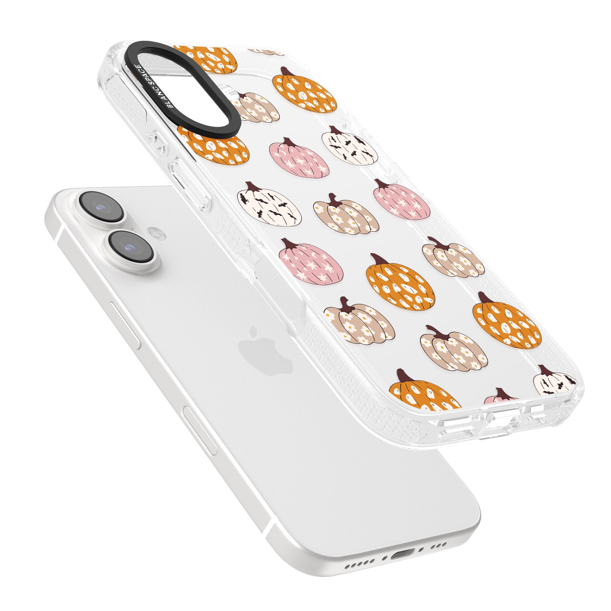 Floral Pumpkins iPhone 16 / 16 Plus Clear Case Impact Air - Blanc Space