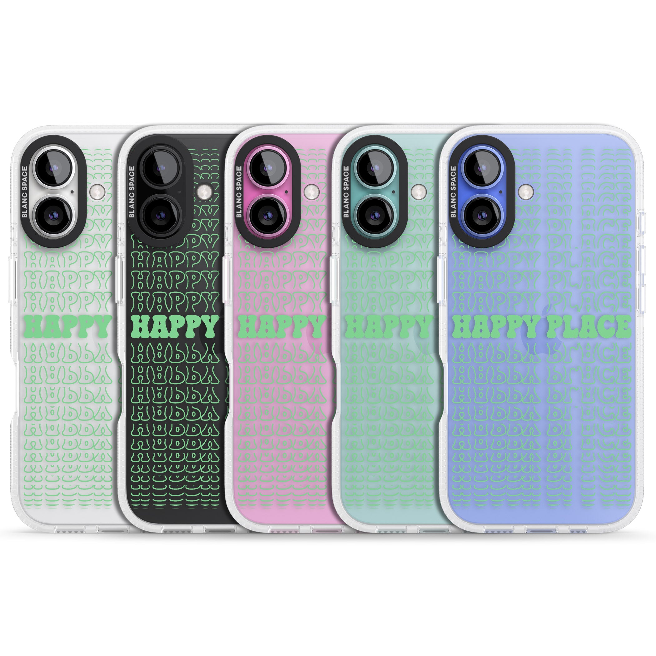 Happy Place (Green) iPhone 16 / 16 Plus Clear Case Impact Air - Blanc Space