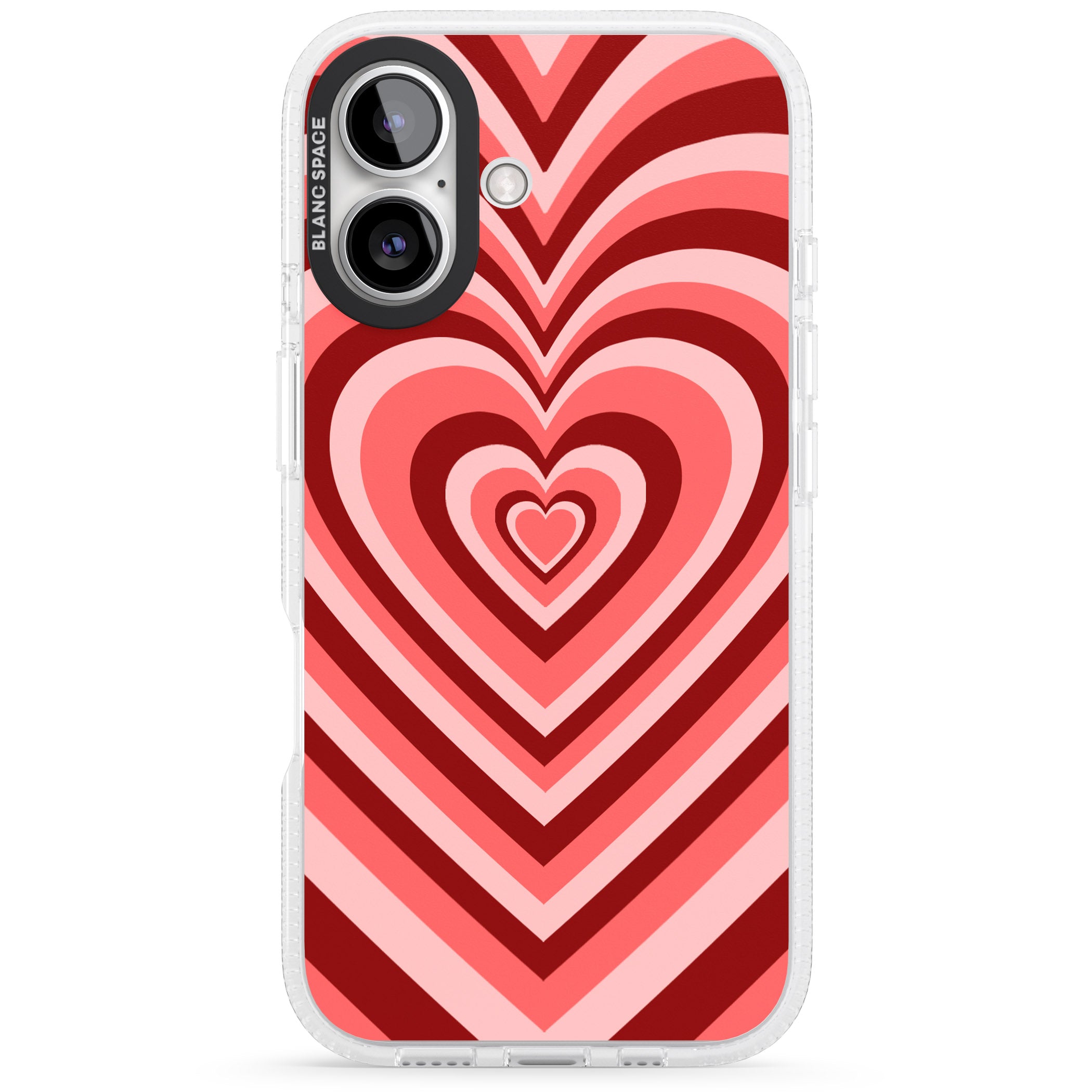 Red Heart Illusion iPhone 16 / 16 Plus Clear Case Impact Air - Blanc Space