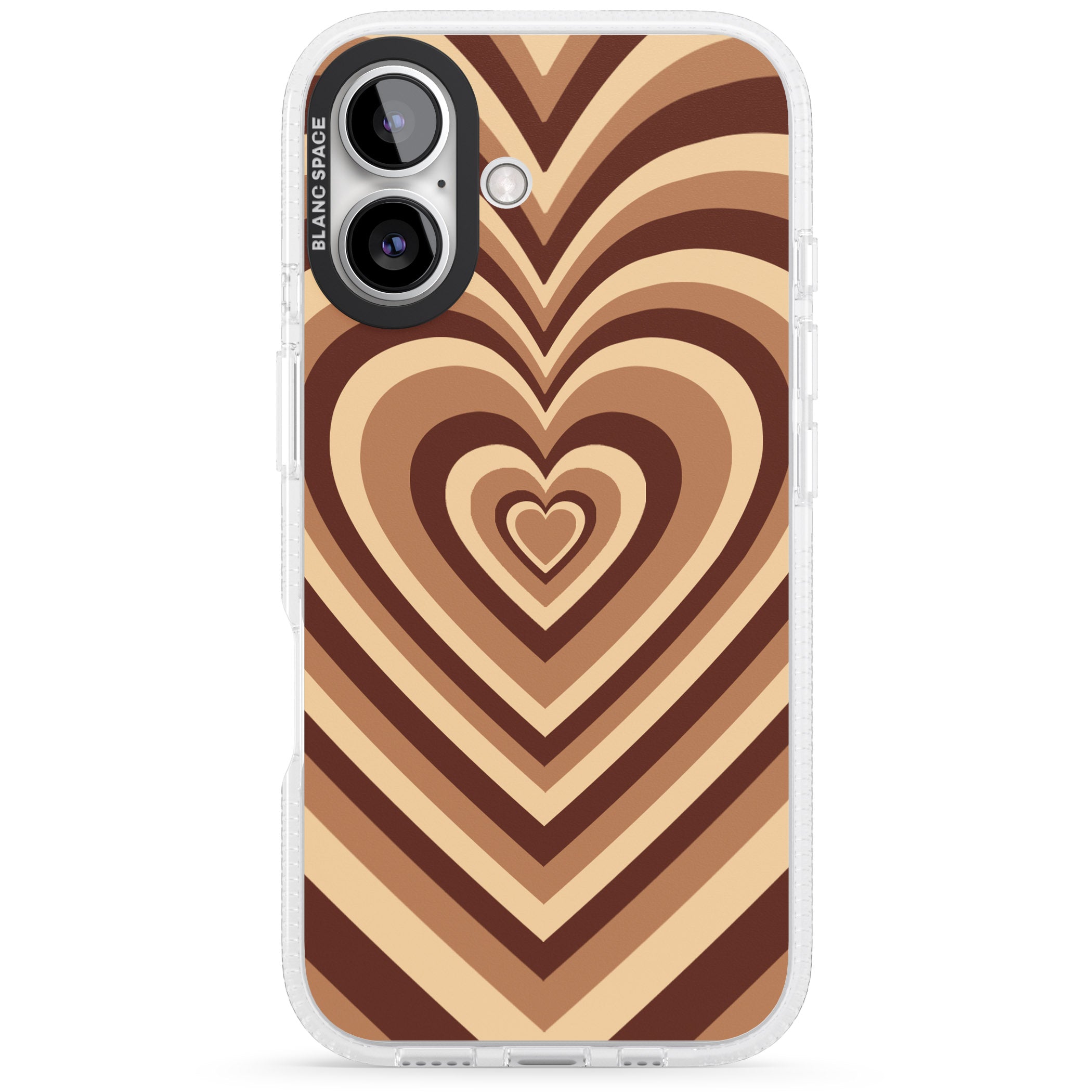 Latte Heart Illusion iPhone 16 / 16 Plus Clear Case Impact Air - Blanc Space