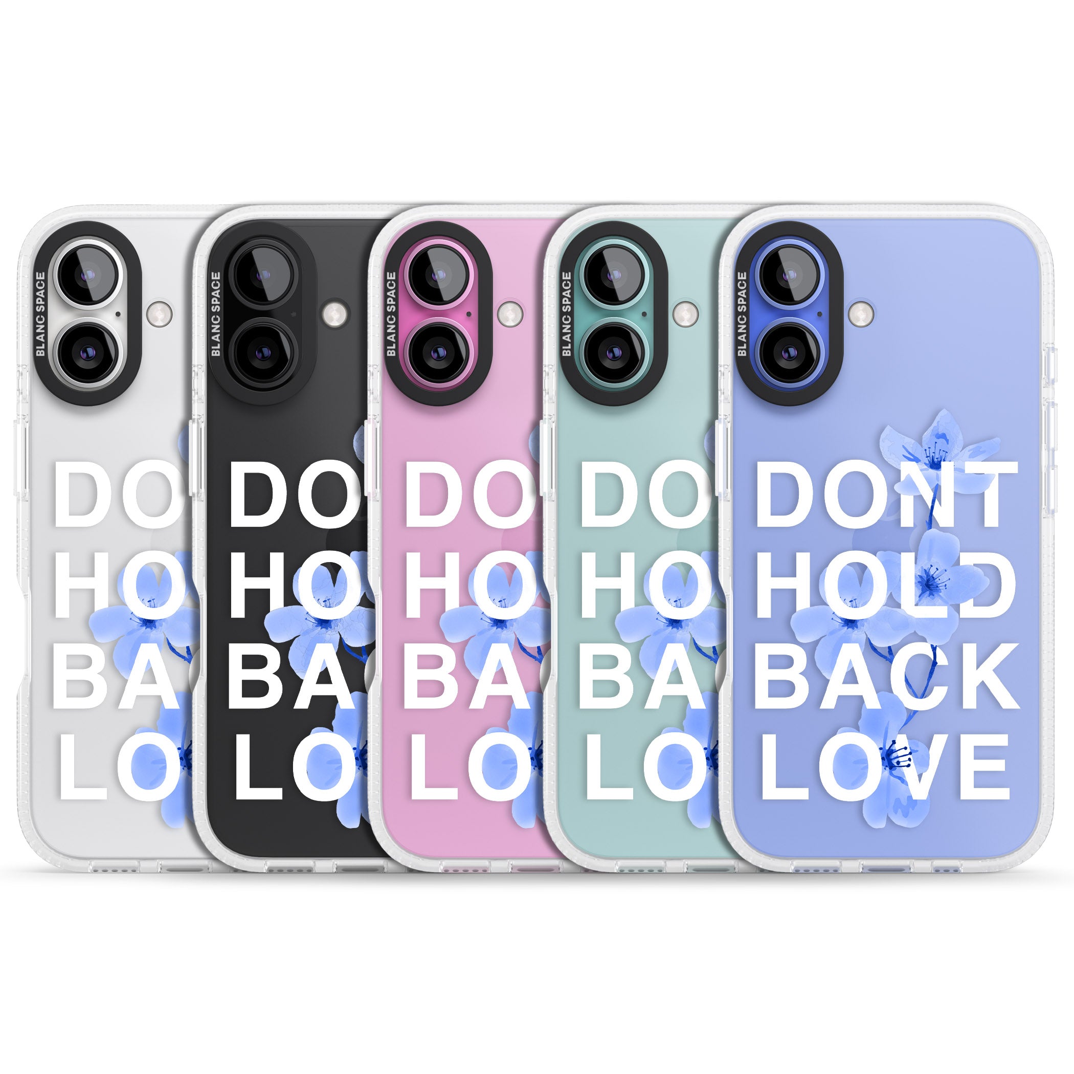 Don't Hold Back Love - Blue & White iPhone 16 / 16 Plus Clear Case Impact Air - Blanc Space