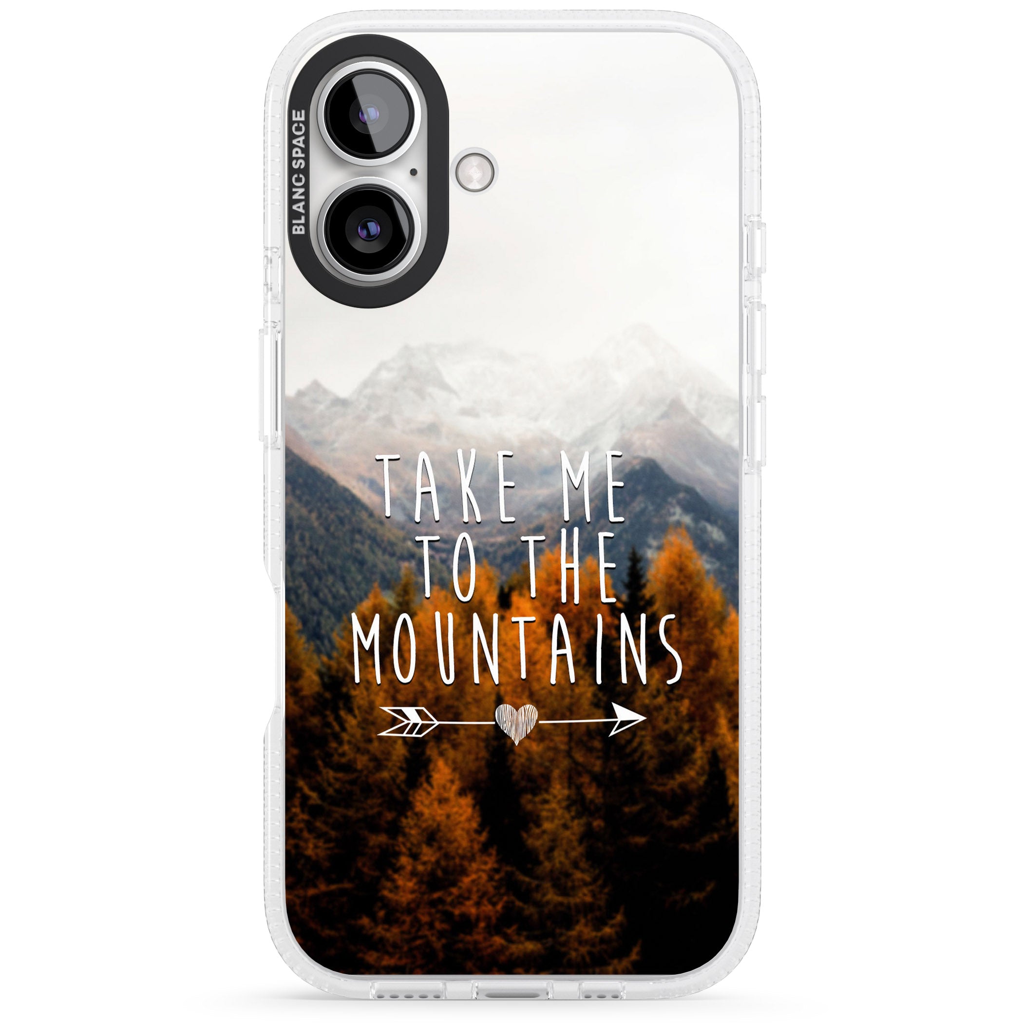 Take Me Mountains Quote iPhone 16 / 16 Plus Clear Case Impact Air - Blanc Space