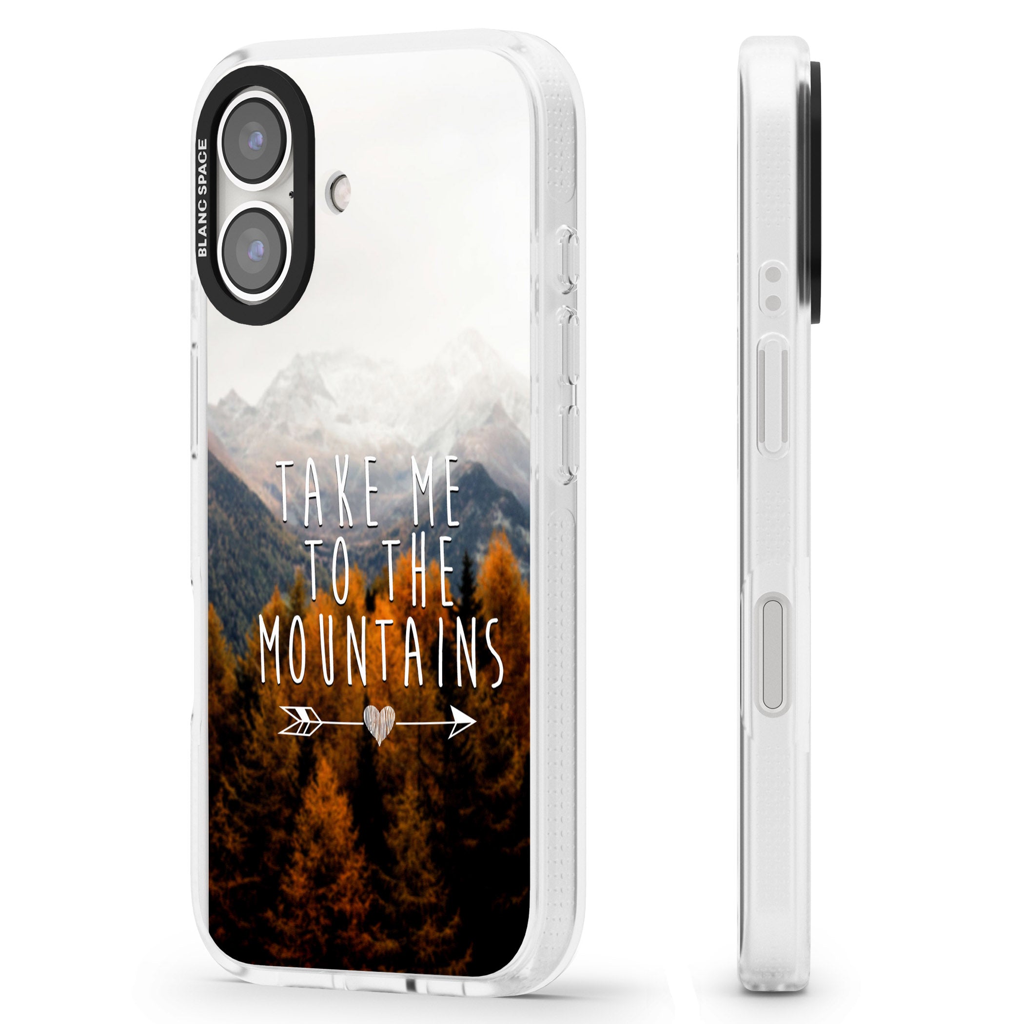 Take Me Mountains Quote iPhone 16 / 16 Plus Clear Case Impact Air - Blanc Space